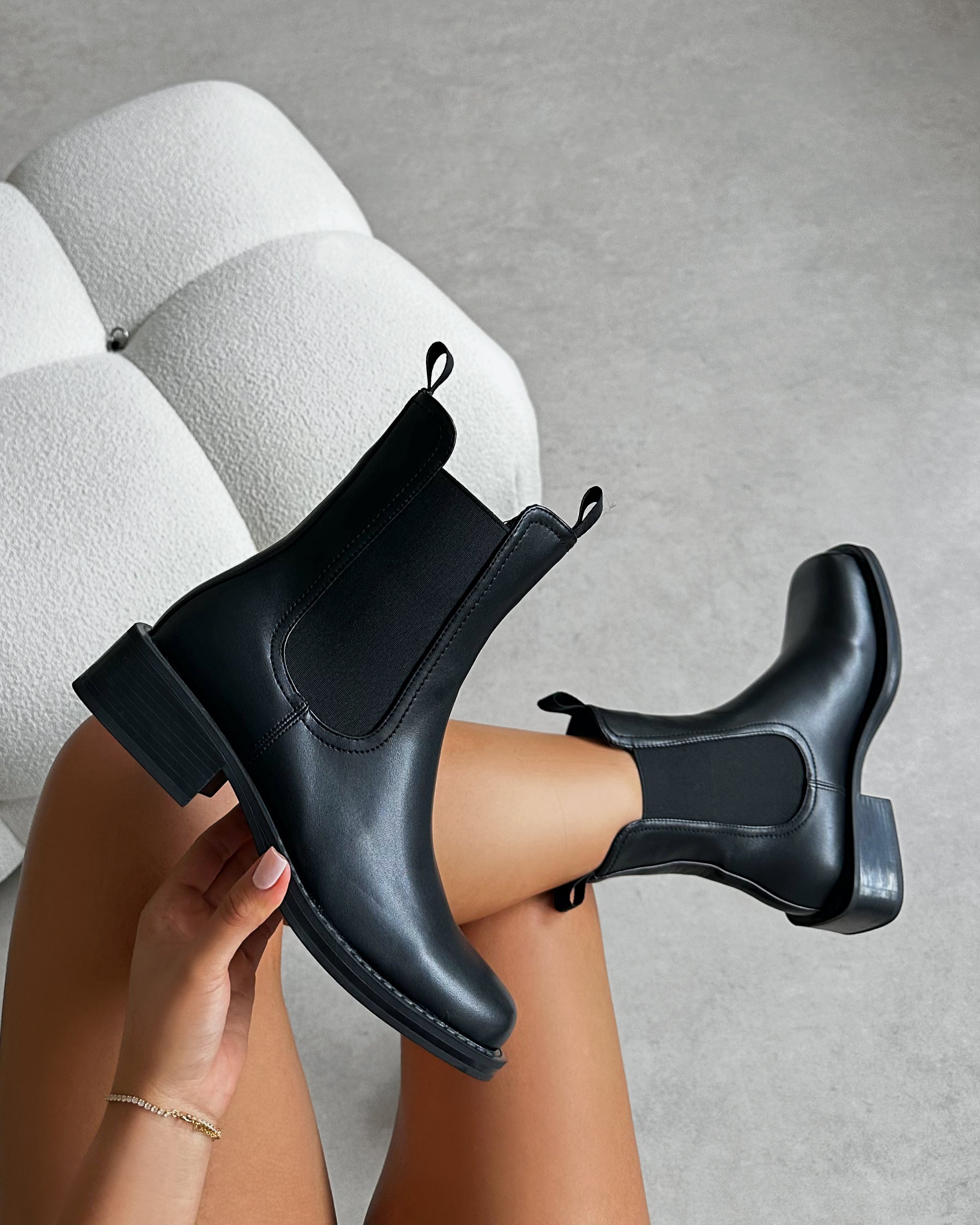 Walter Black Flat Ankle Boots | SIMMI London