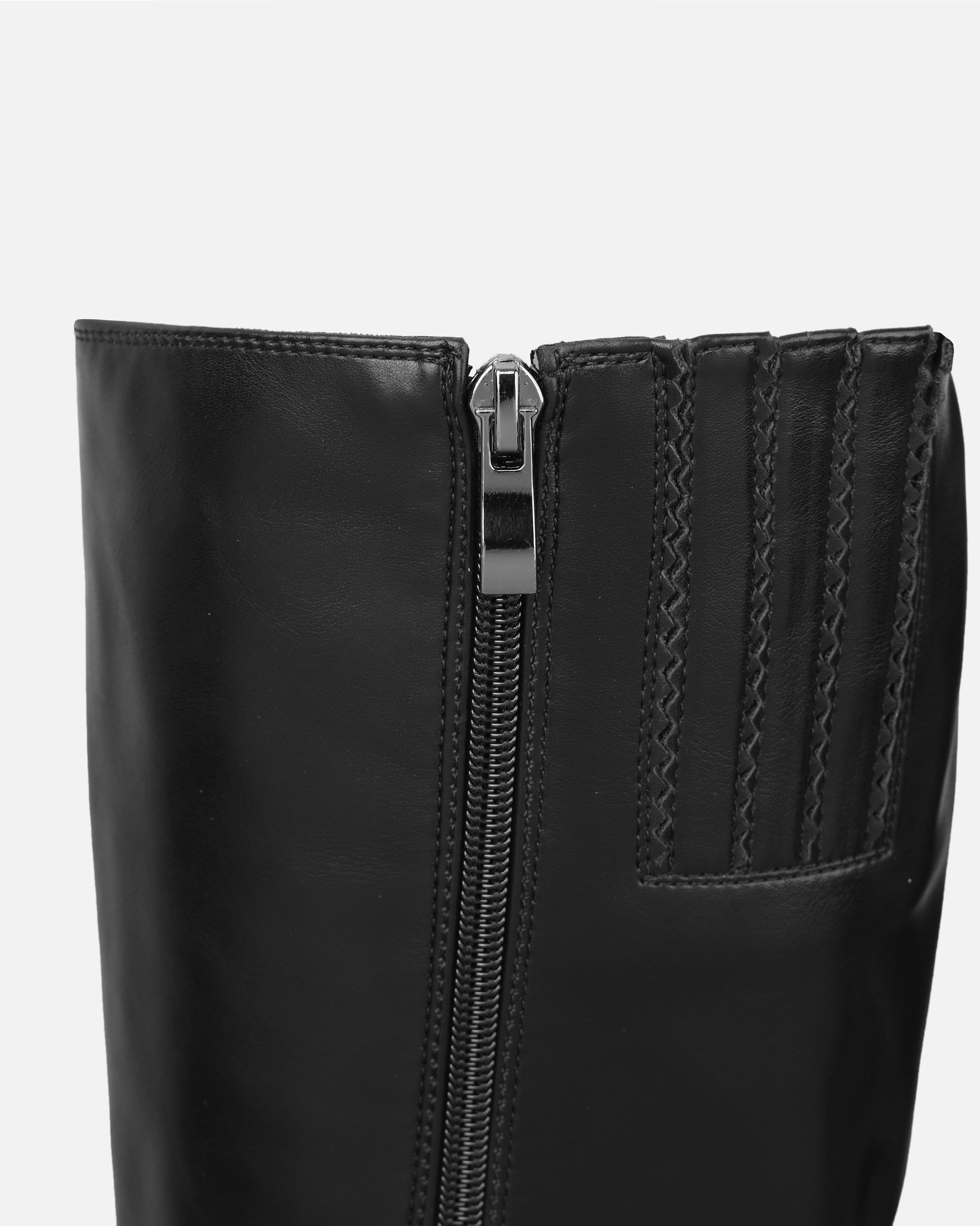 Collins Black Harness Knee High Biker Boots | SIMMI London