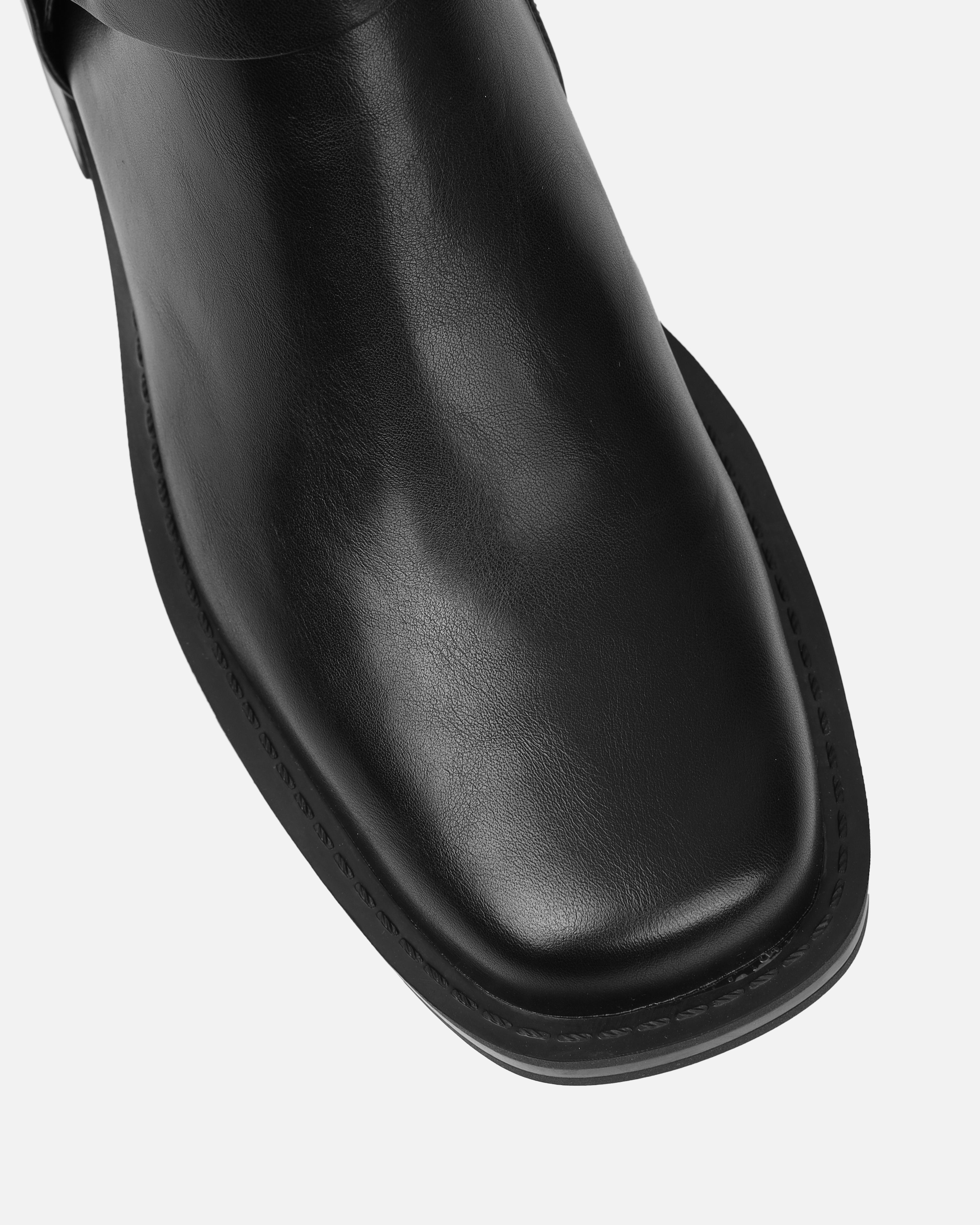 Collins Black Harness Knee High Biker Boots | SIMMI London