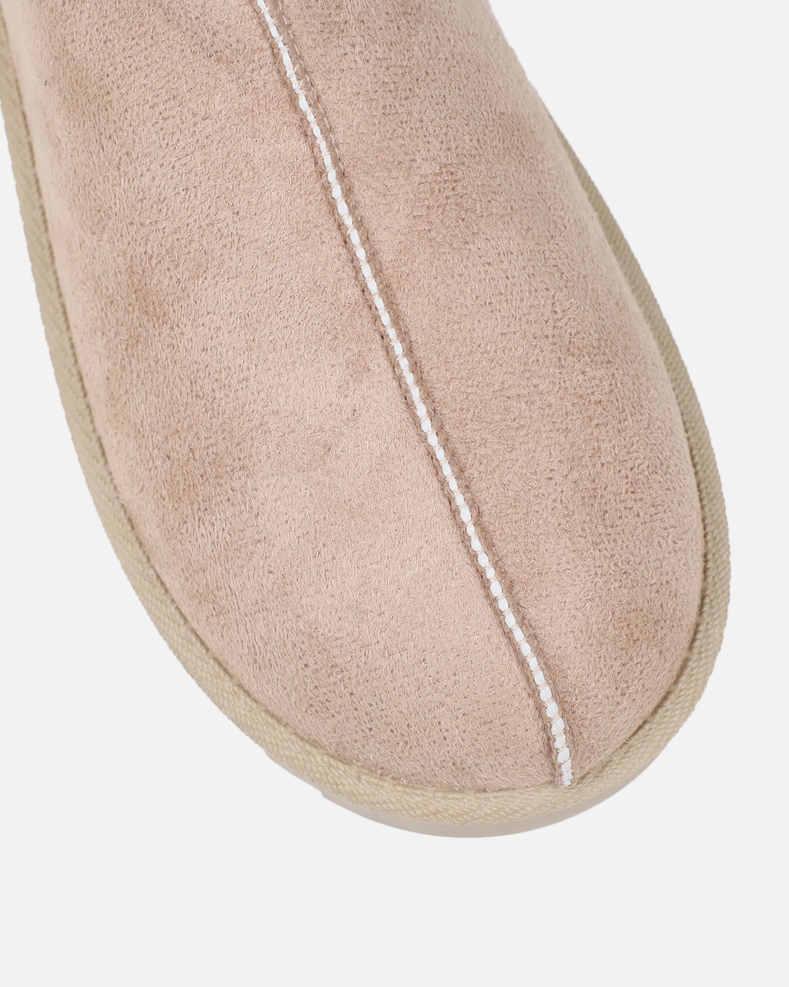 Cece Beige Faux Suede Slippers | SIMMI London