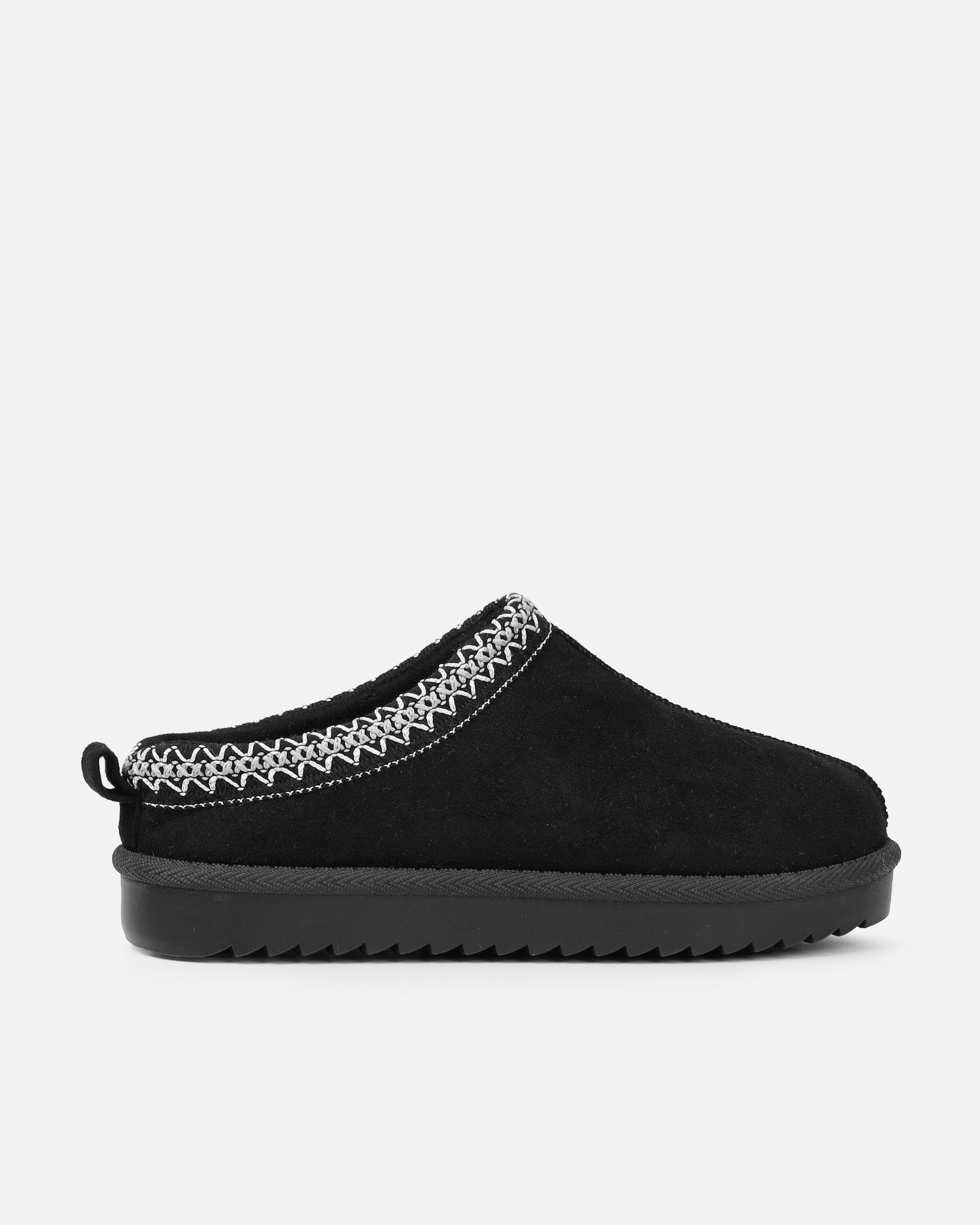 Cece Black Faux Suede Slippers | SIMMI London