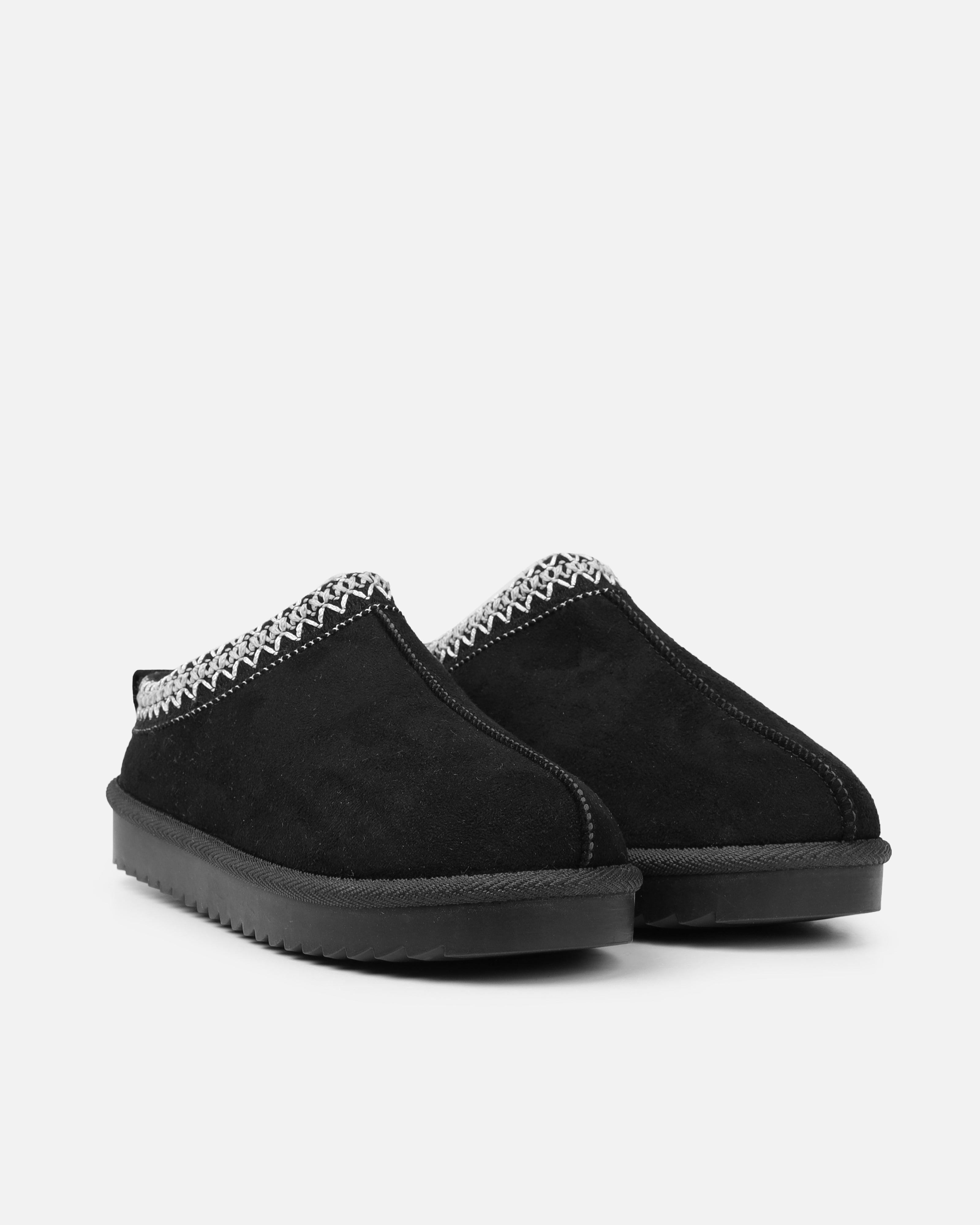 Cece Black Faux Suede Slippers | SIMMI London