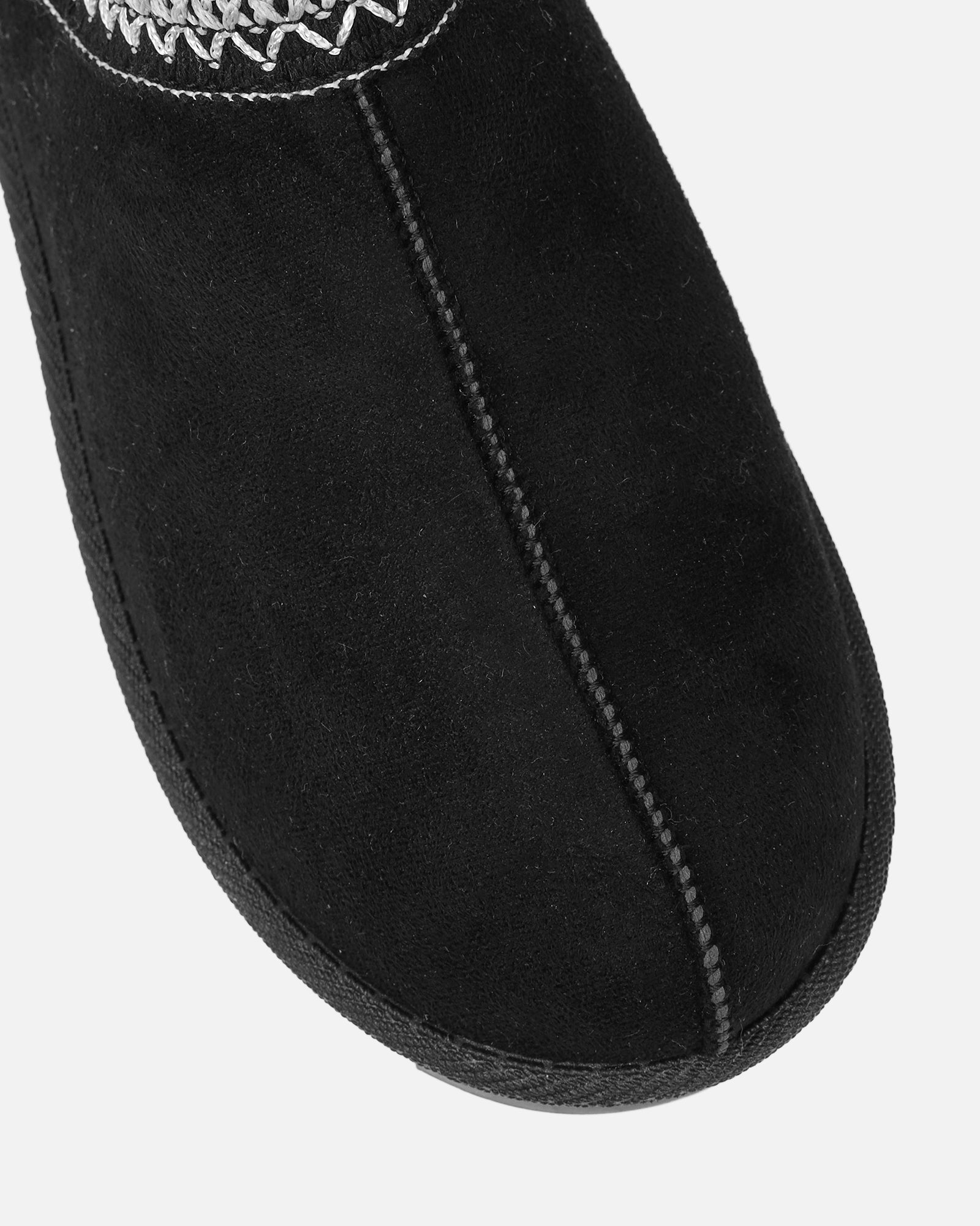 Cece Black Faux Suede Slippers | SIMMI London