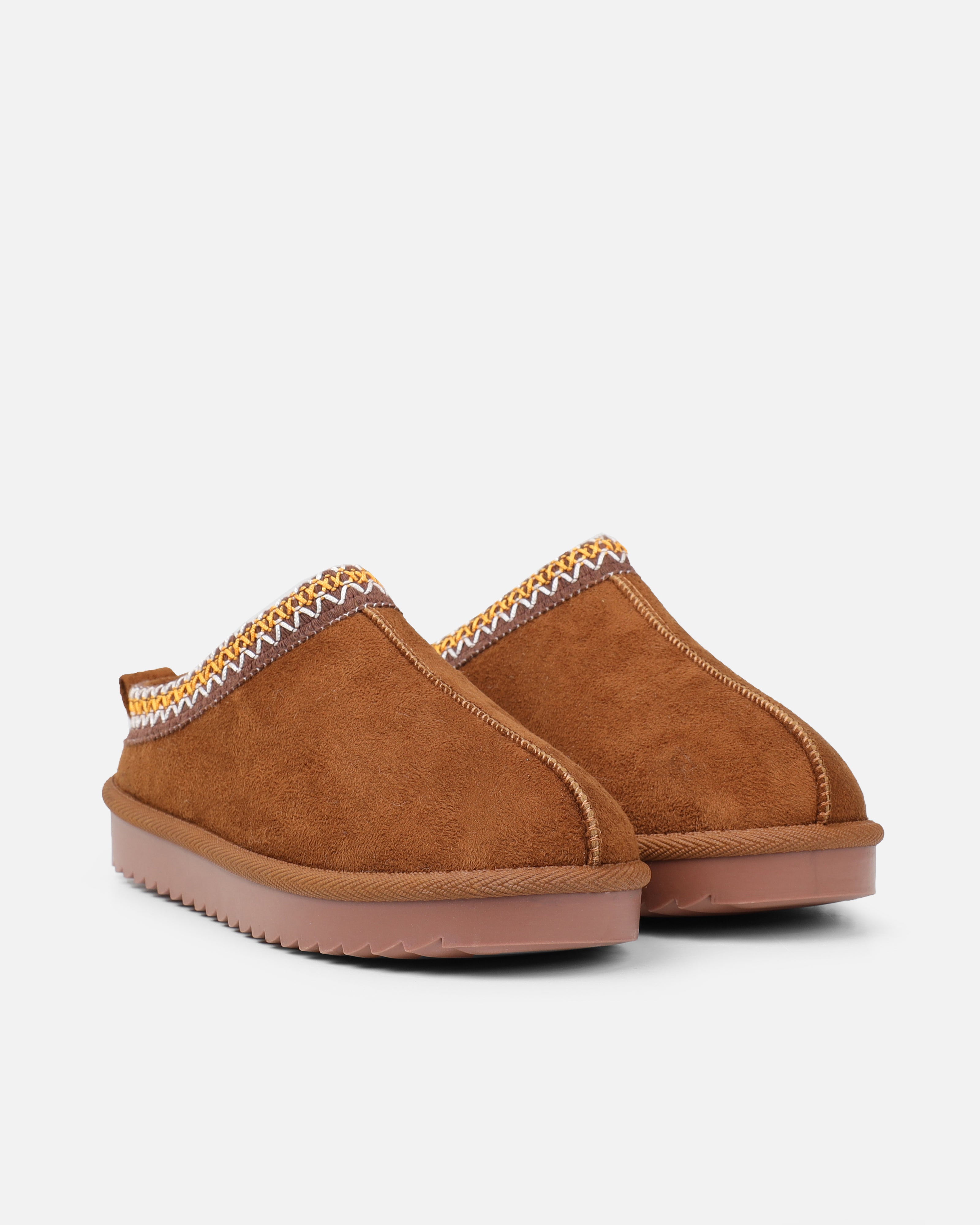 Cece Camel Faux Suede Slippers | SIMMI London