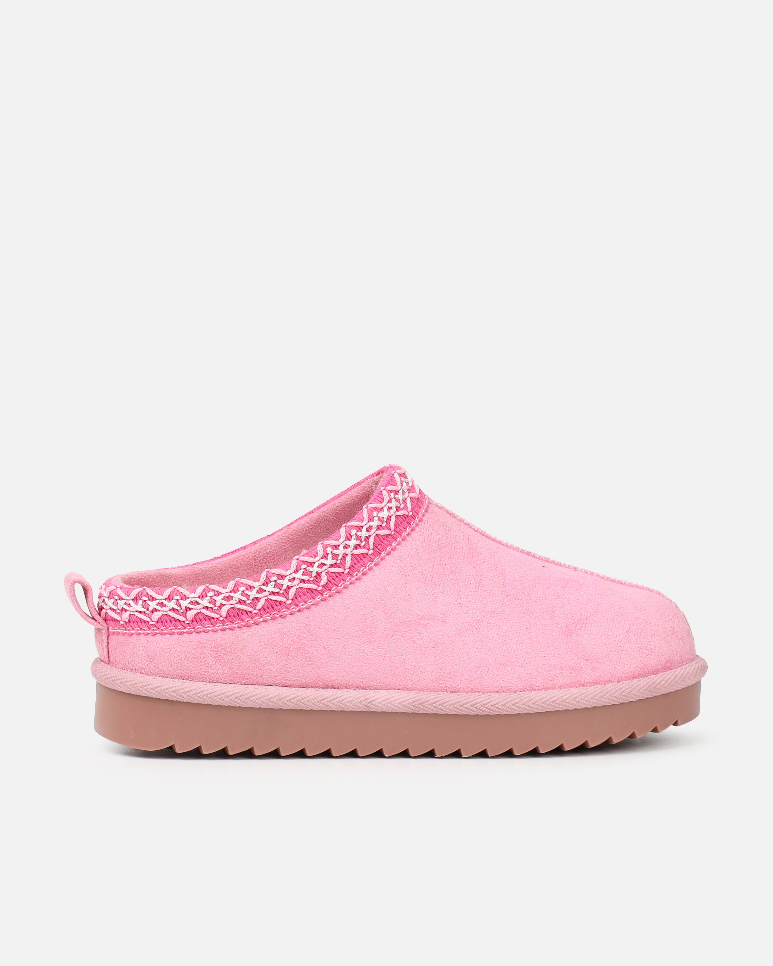Cece Pink Faux Suede Slippers | SIMMI London
