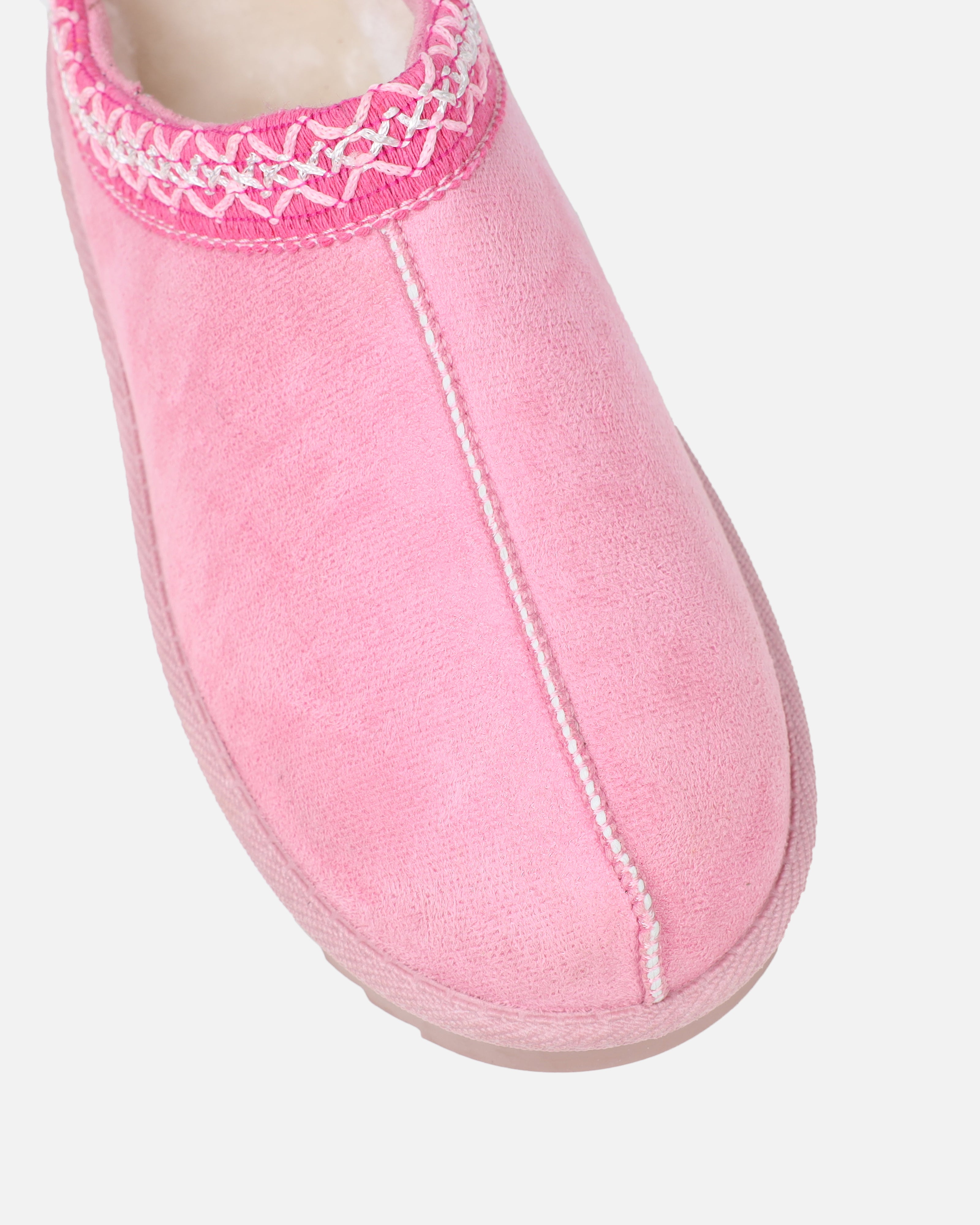 Cece Pink Faux Suede Slippers | SIMMI London