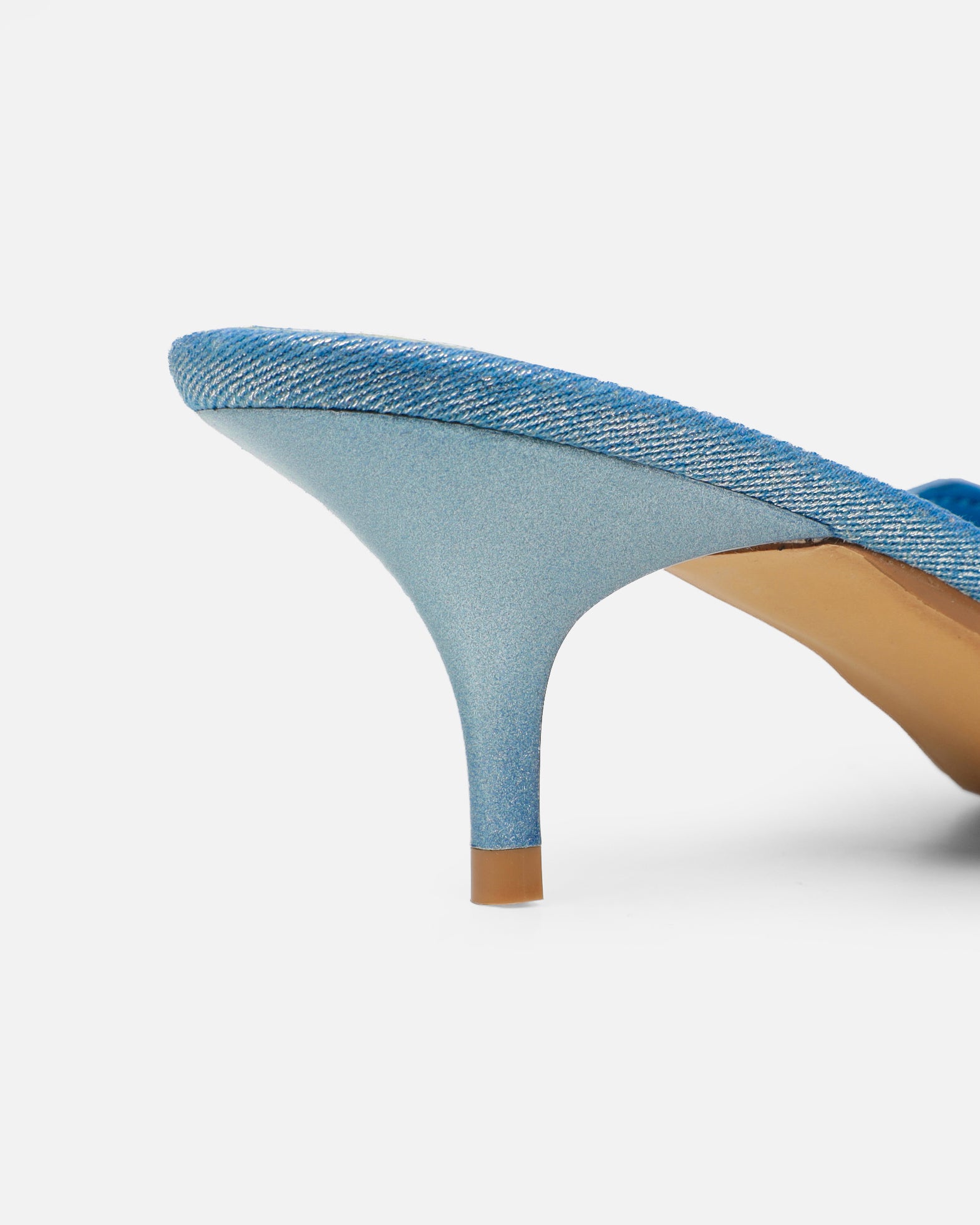 Skyes Metallic Denim Eyelet Detail Low Heel Court Shoes | SIMMI London