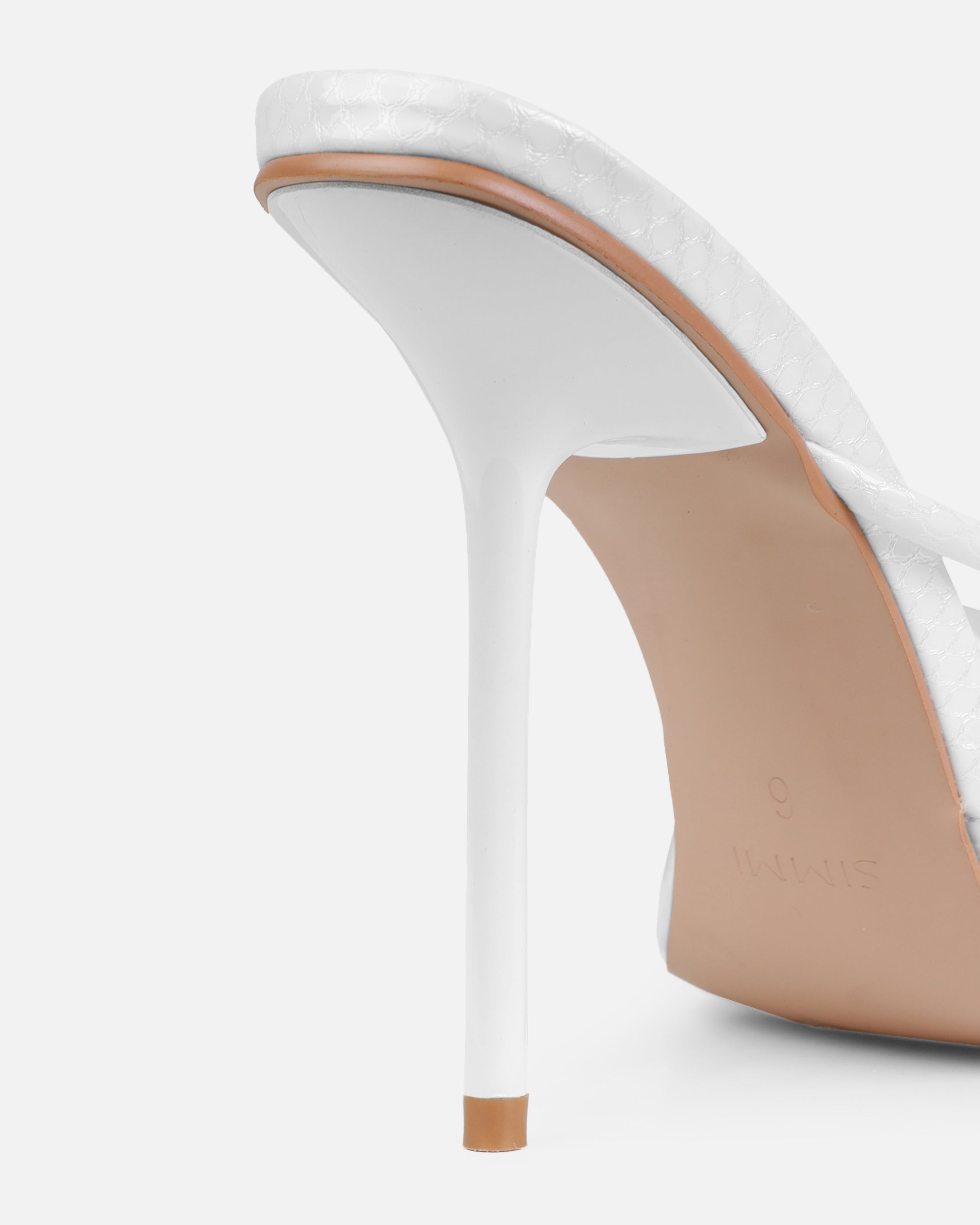 Chita White Faux Snake Print Clear Toe Thong Mules | SIMMI London