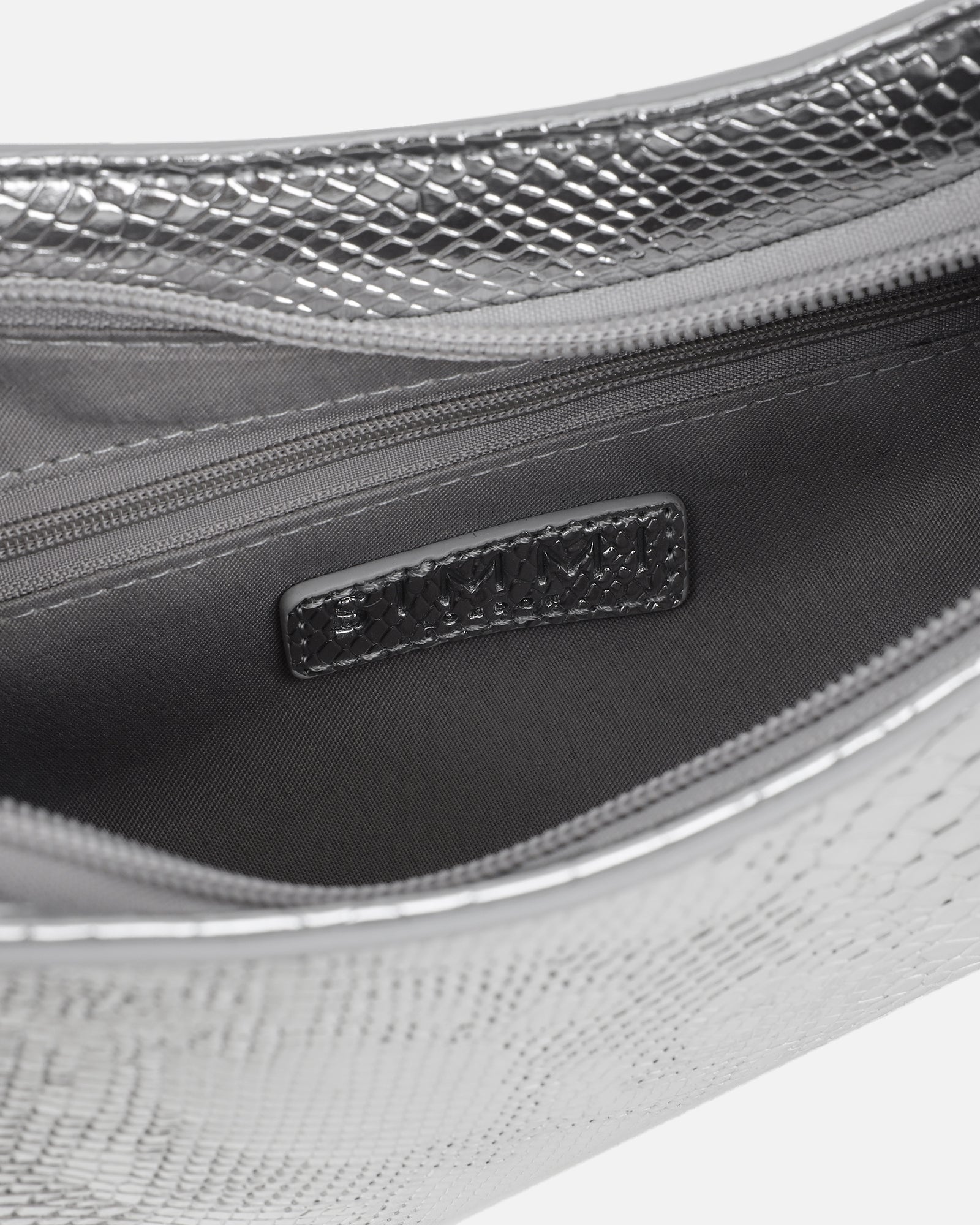 Cinzia Silver Snake Effect Shoulder Bag | SIMMI London