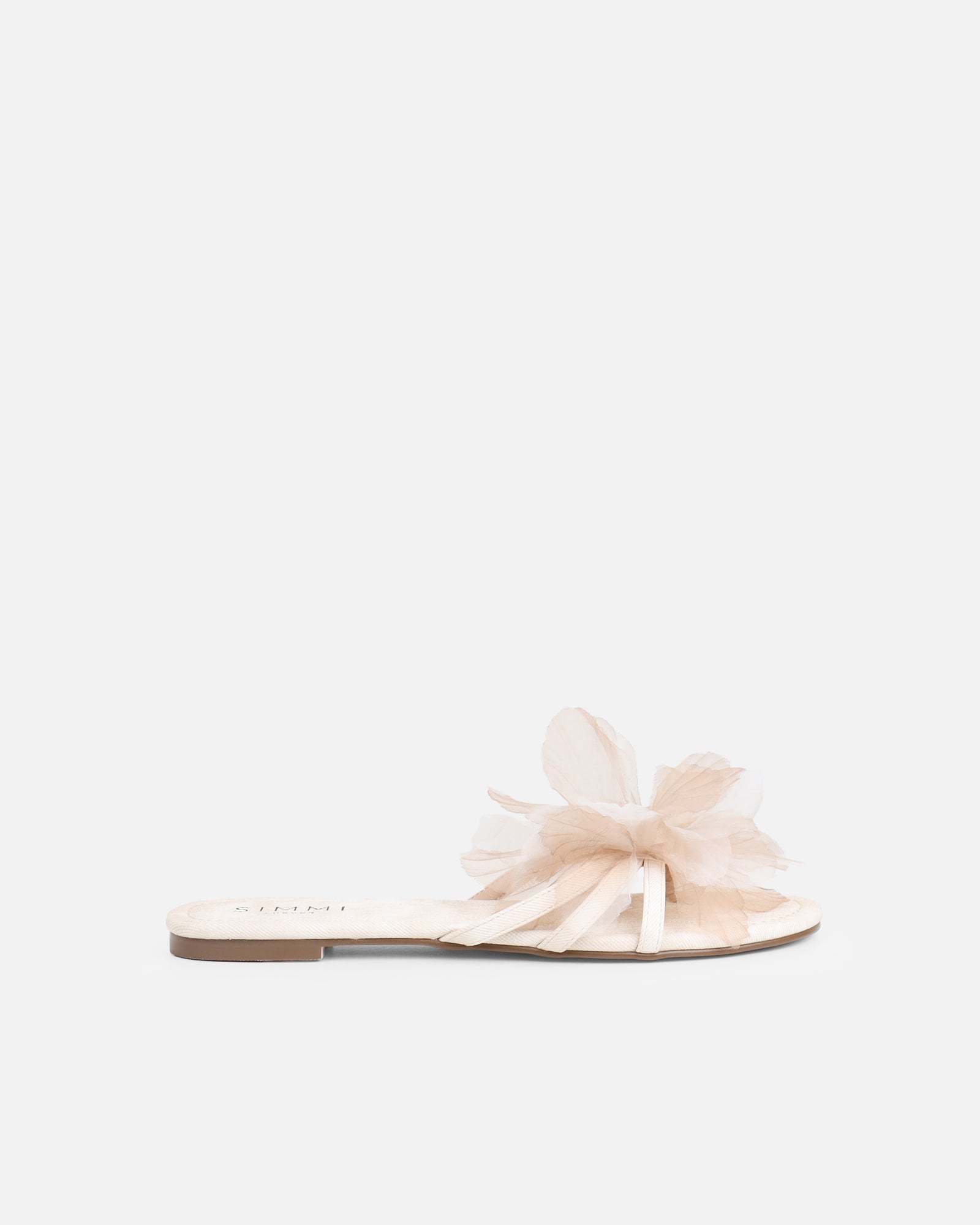 Shole Beige Wash Flat Sandals | SIMMI London