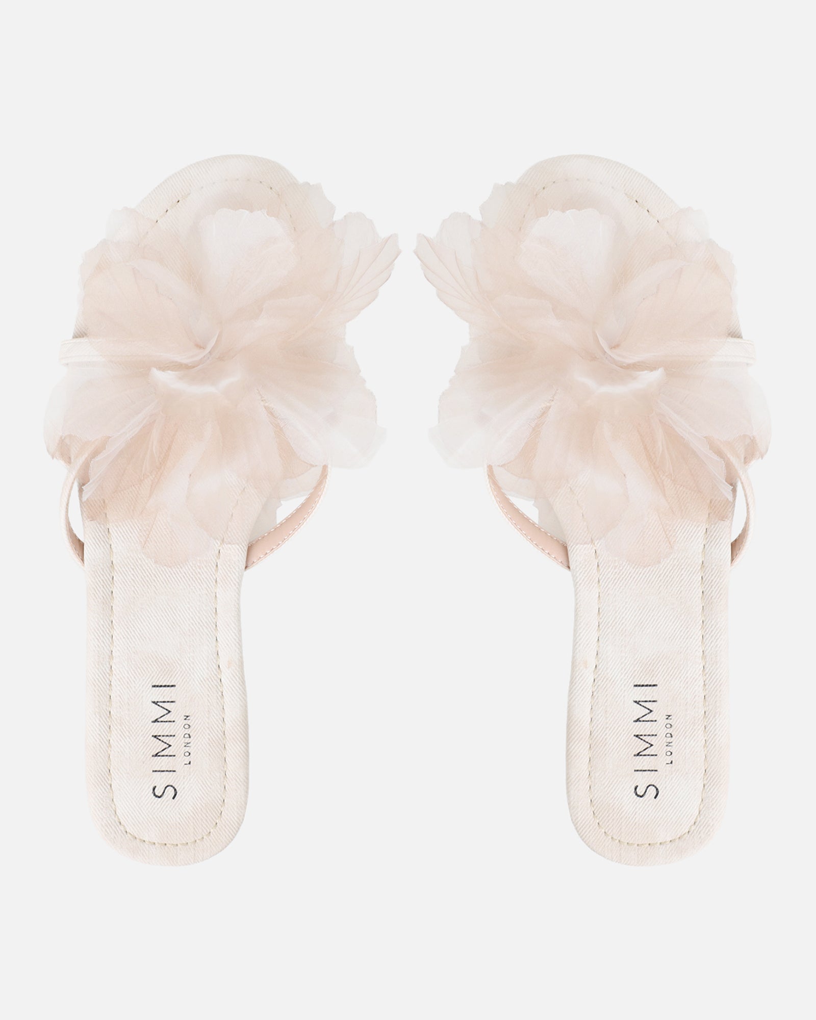 Shole Beige Wash Flat Sandals | SIMMI London