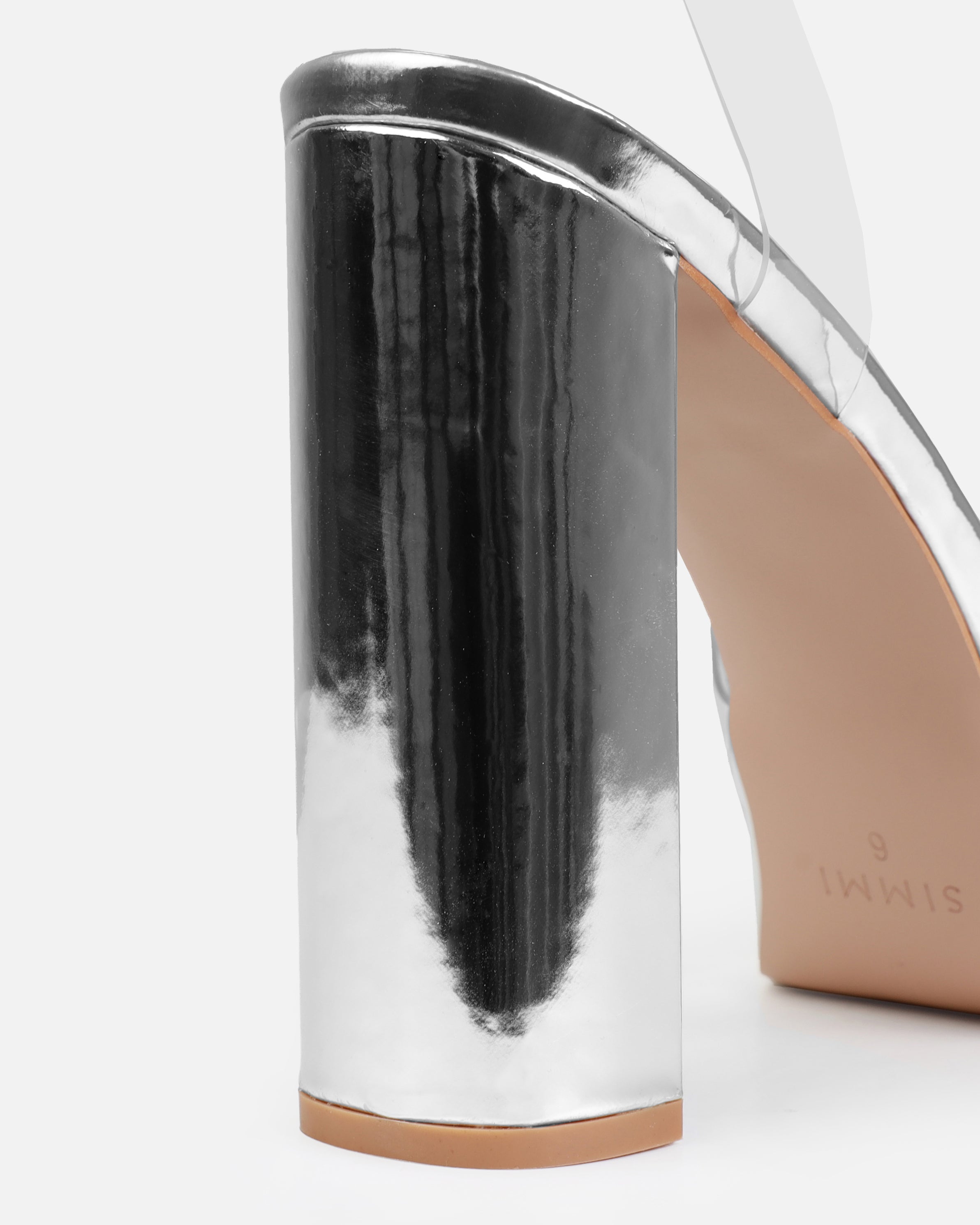 Monifa Silver Clear Platform Block Heels | SIMMI London