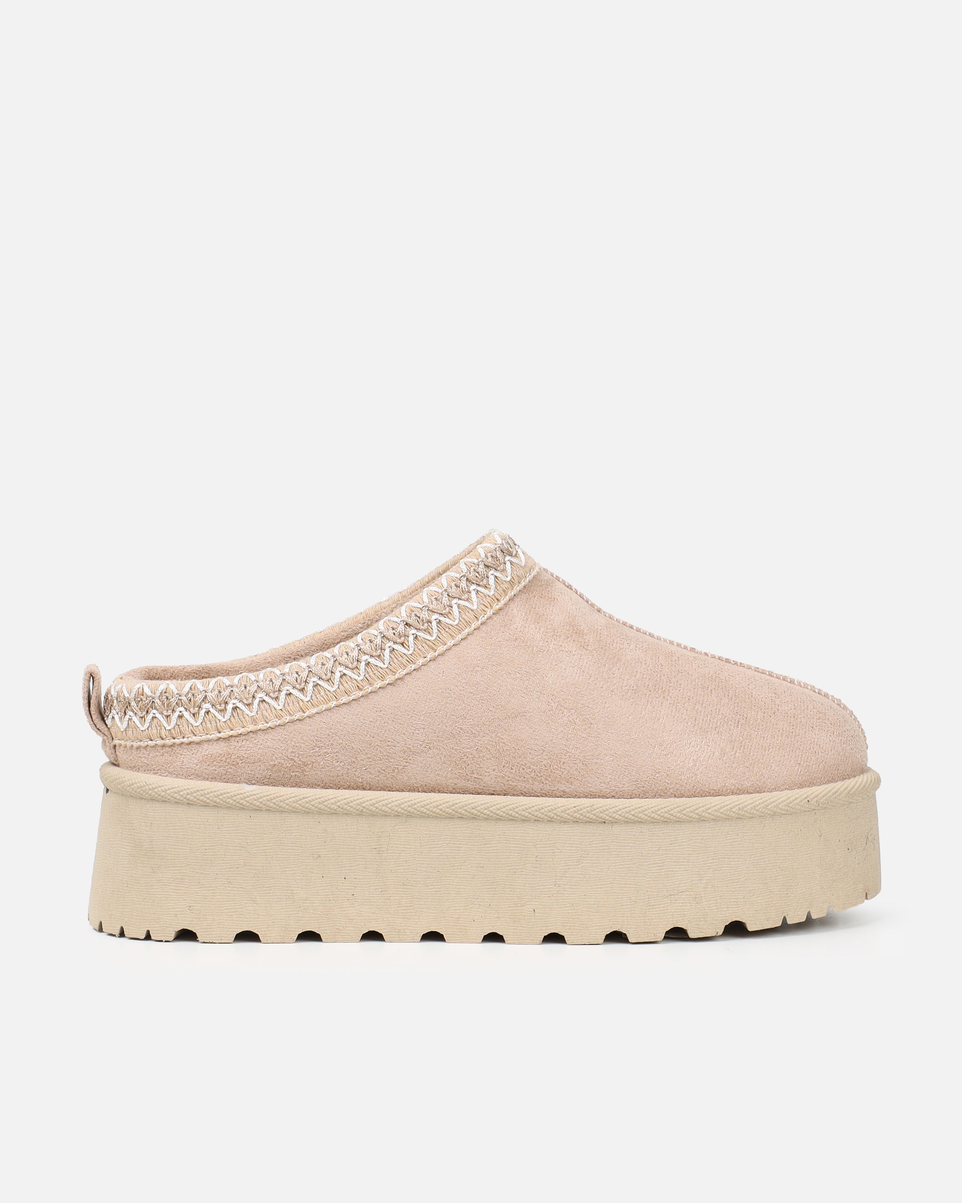 Coko Beige Faux Suede Flatform | SIMMI London
