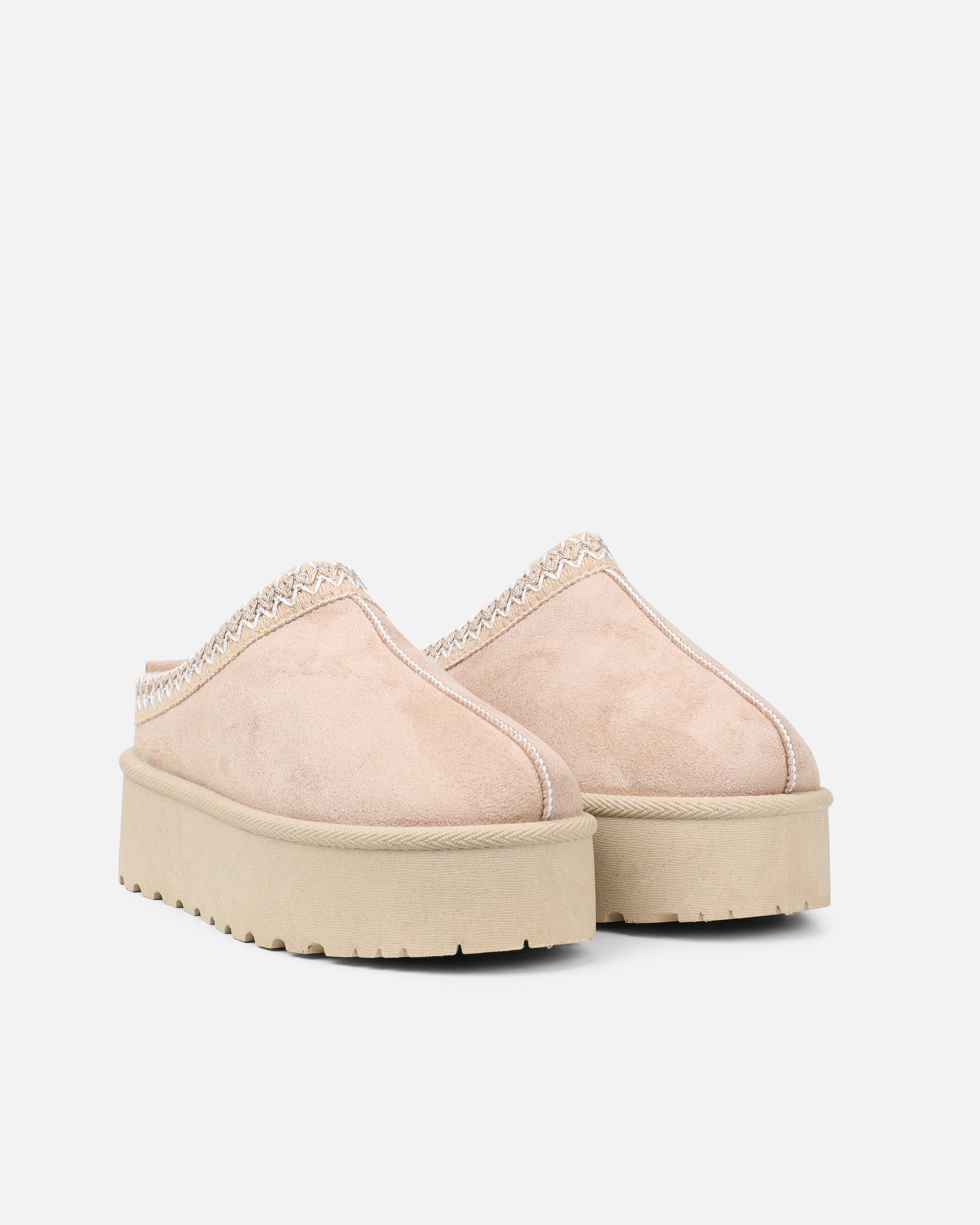 Coko Beige Faux Suede Flatform | SIMMI London