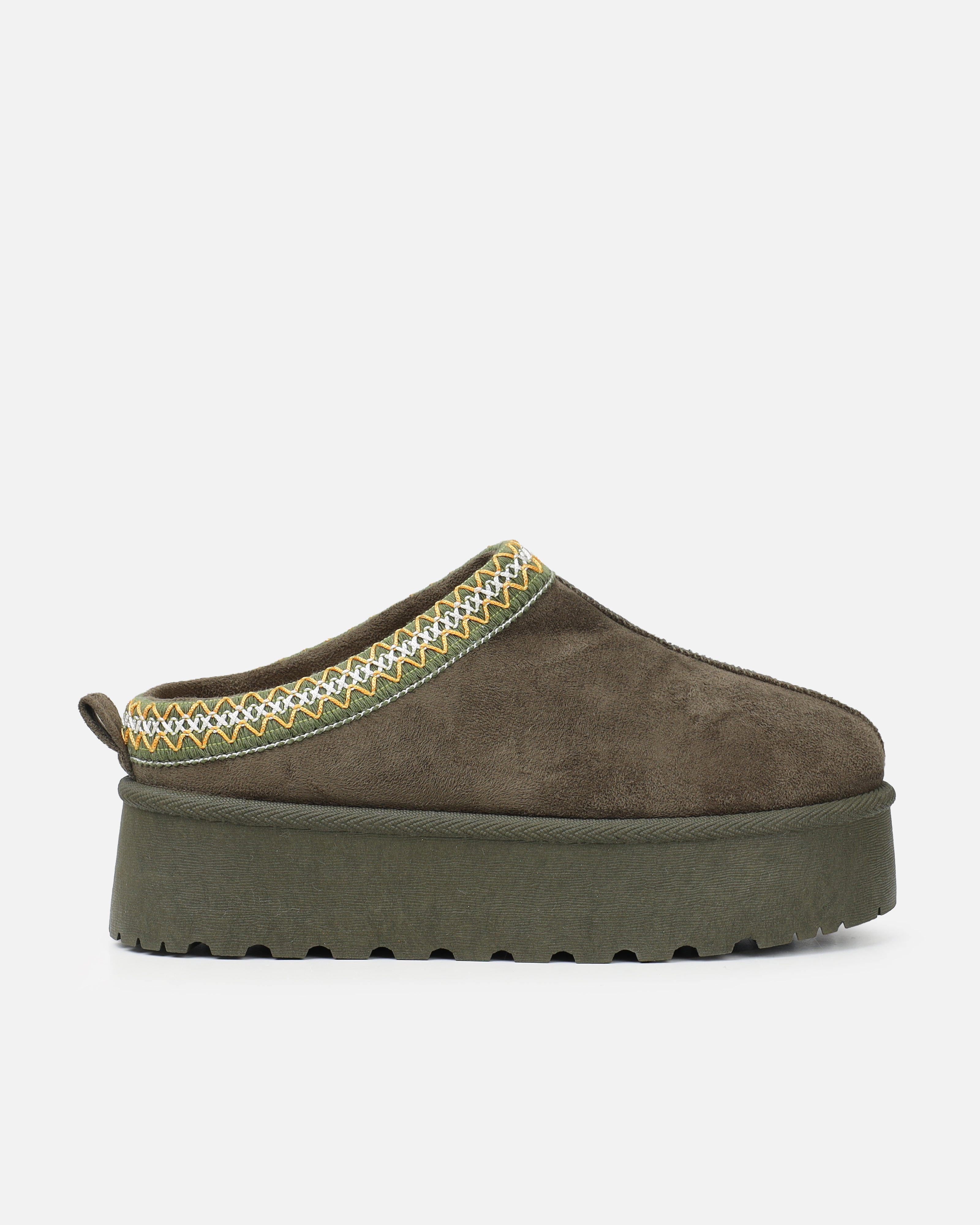 Coko Khaki Faux Suede Flatform | SIMMI London
