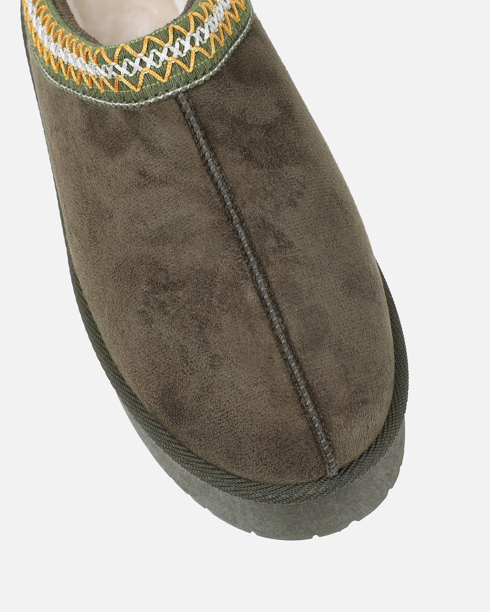 Coko Khaki Faux Suede Flatform | SIMMI London