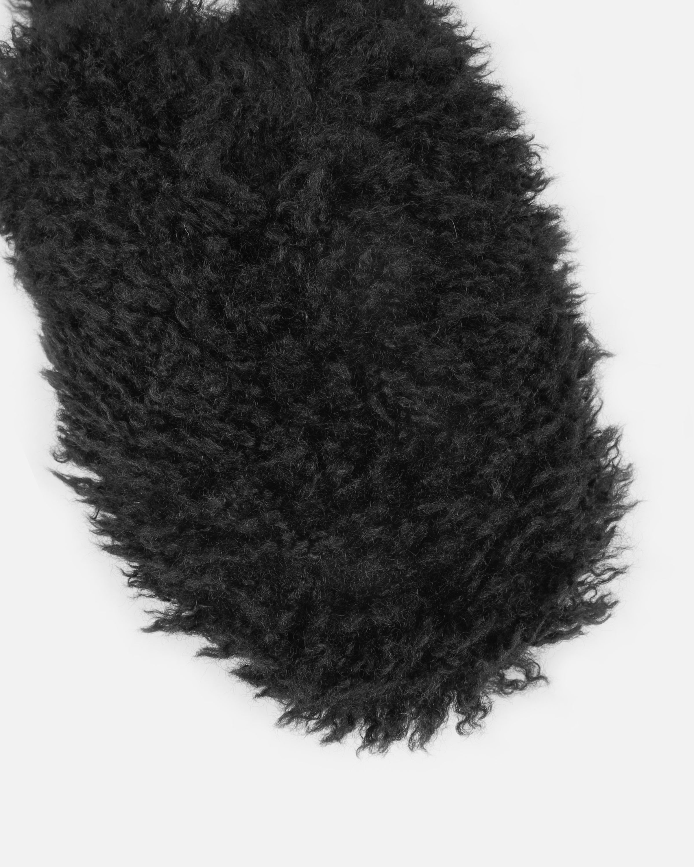 Floof Black Curly Faux Fur Slippers | SIMMI London