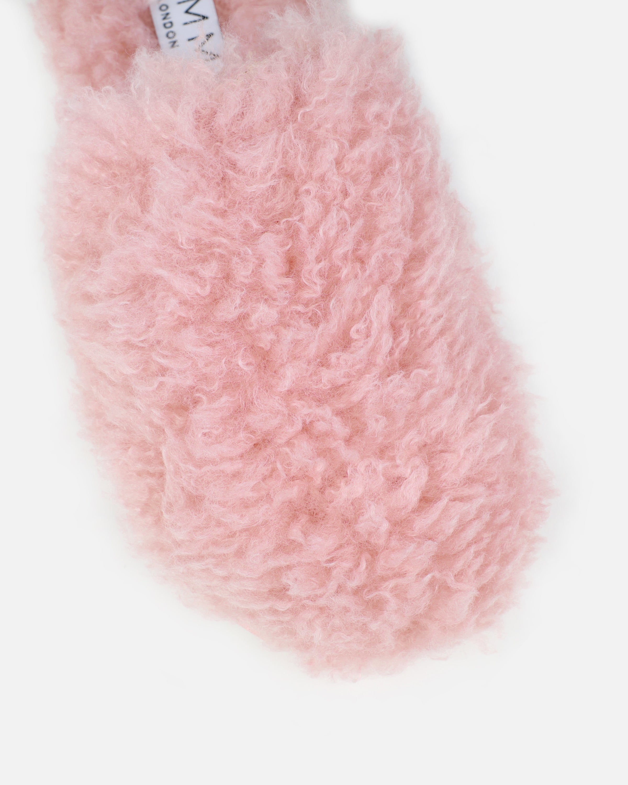 Floof Light Pink Curly Faux Fur Slippers | SIMMI London