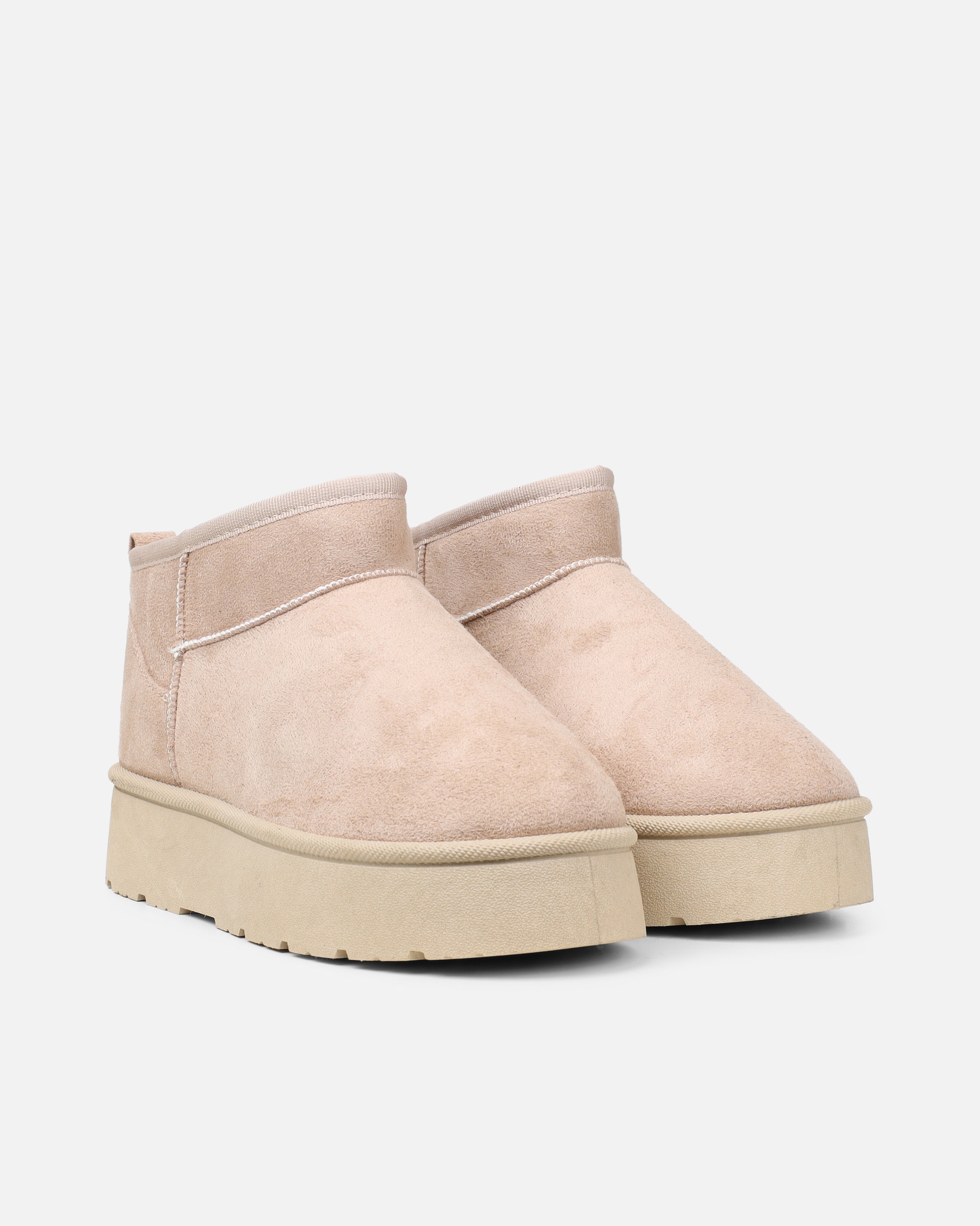 Cori Beige Faux Suede Flatform Boots | SIMMI London