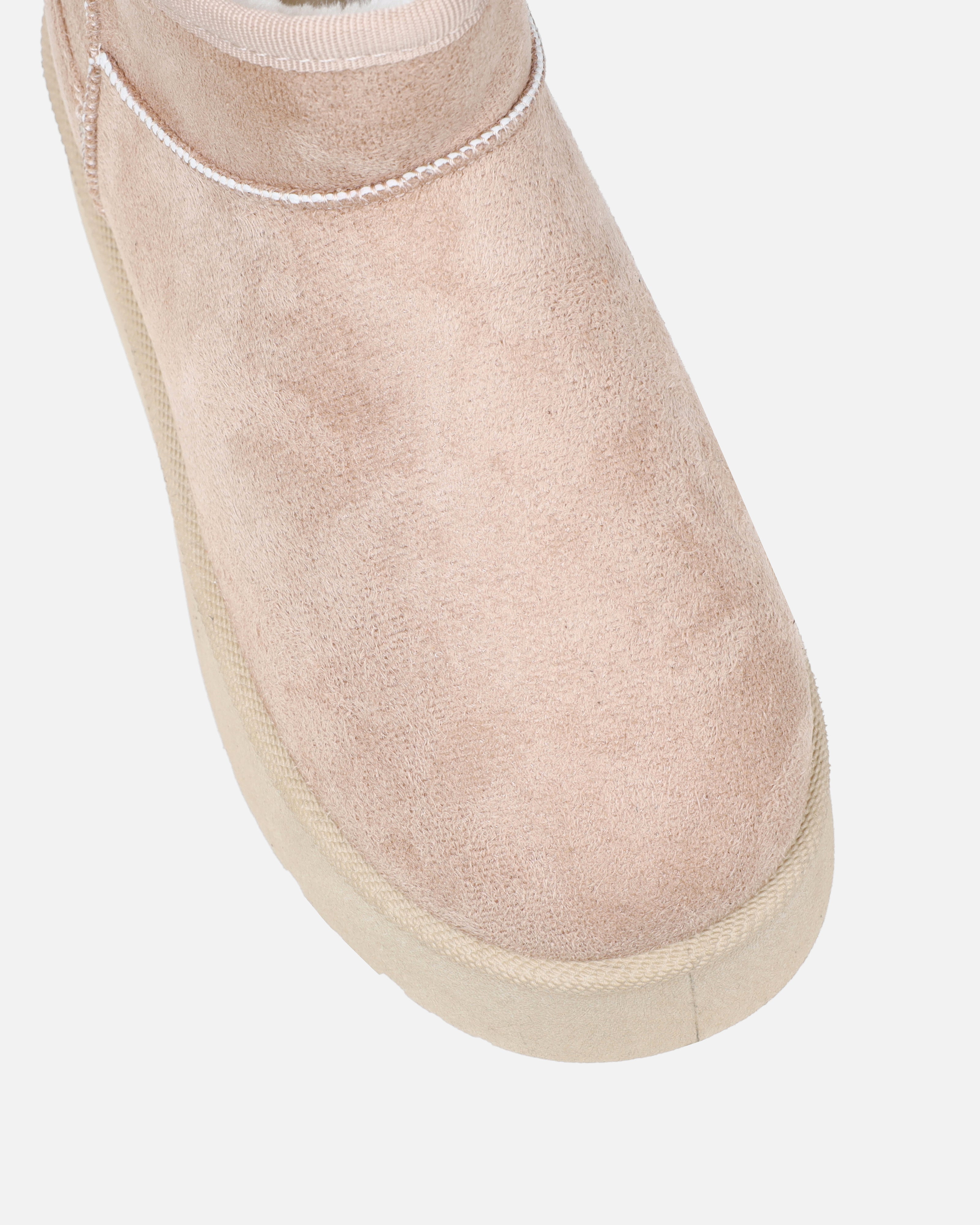 Cori Beige Faux Suede Flatform Boots | SIMMI London
