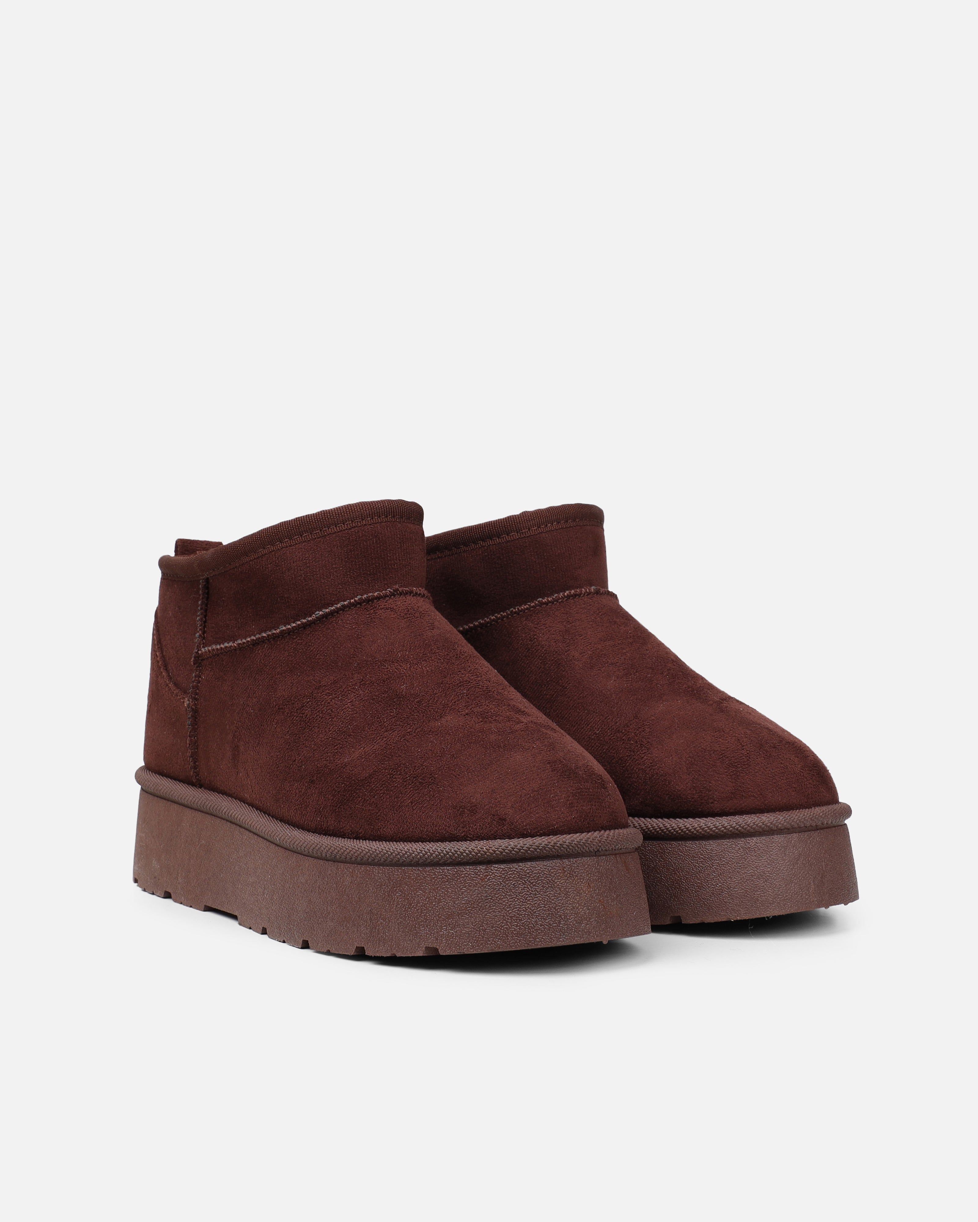 Cori Chocolate Faux Suede Flatform Boots | SIMMI London