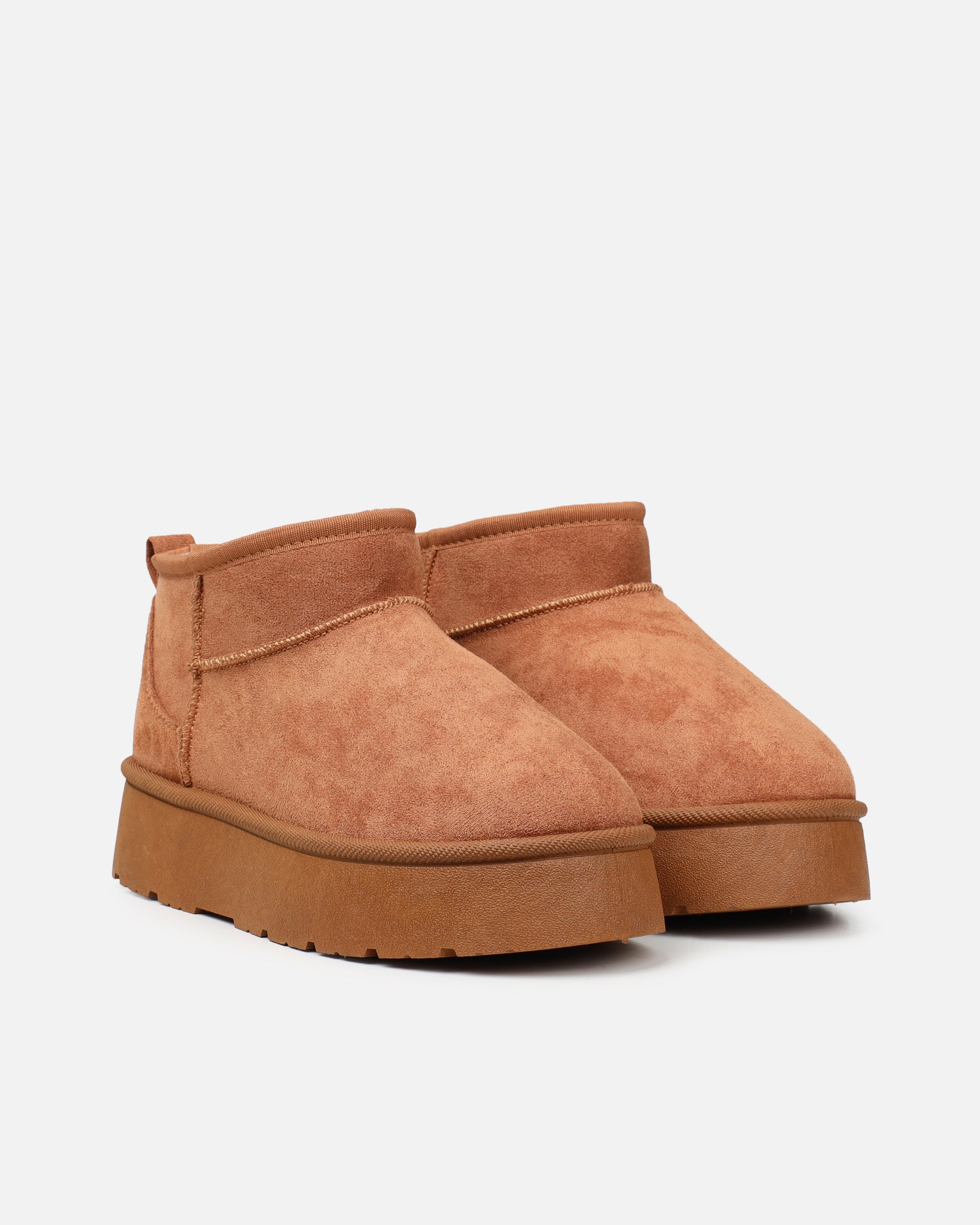 Cori Tan Faux Suede Flatform Boots | SIMMI London
