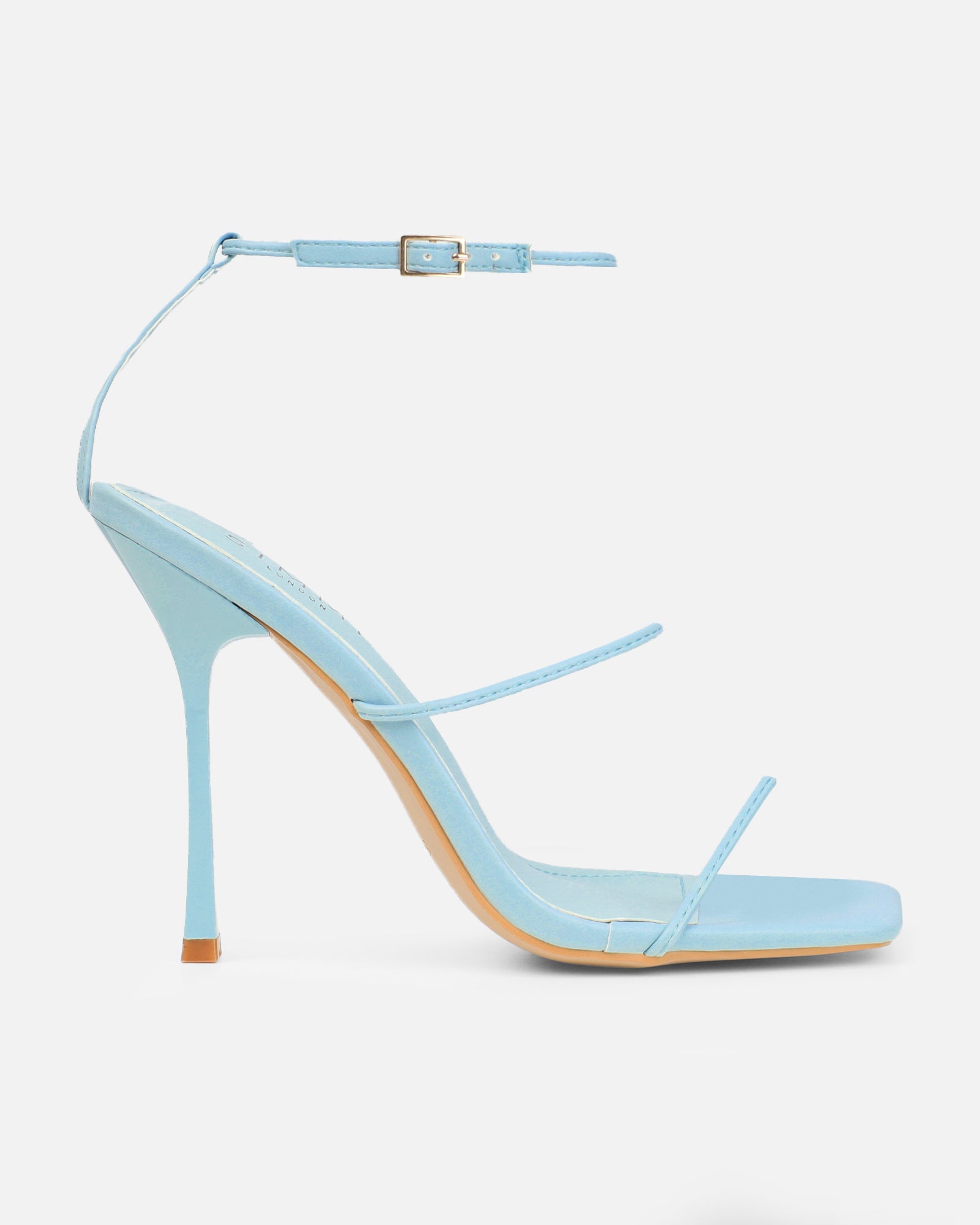 Neeli Light Blue Triple Strap Heeled Sandals | SIMMI London