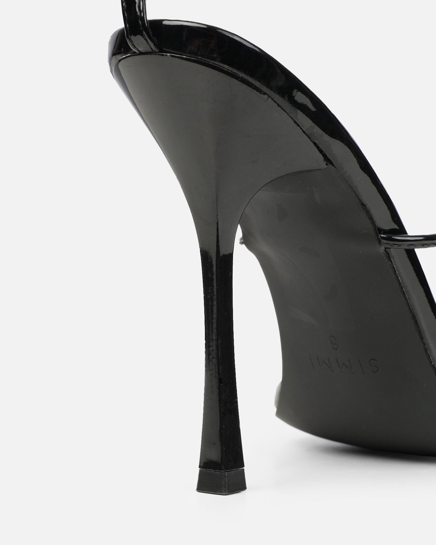 Neeli Black Patent Triple Strap Heeled Sandals | SIMMI London