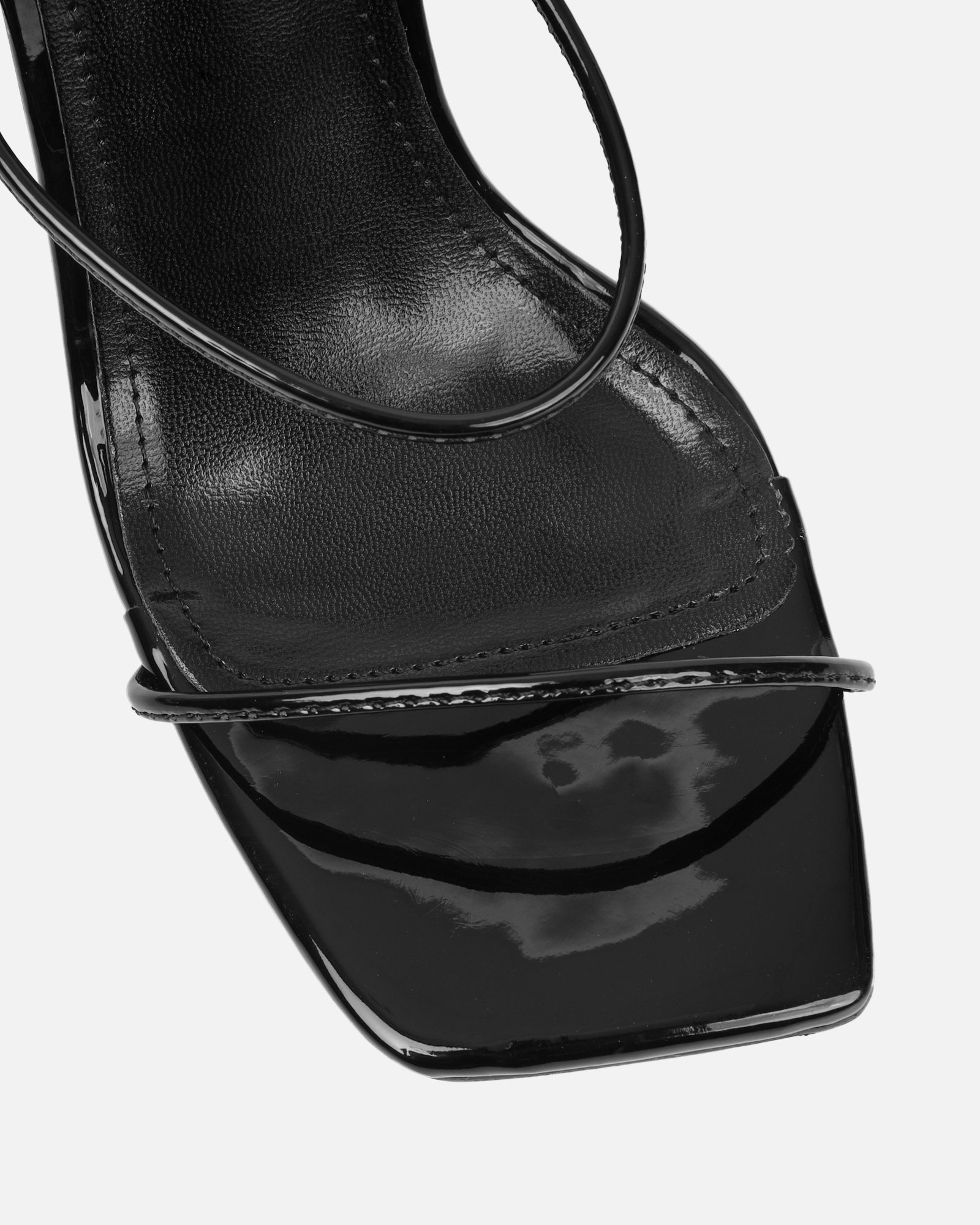 Neeli Black Patent Triple Strap Heeled Sandals | SIMMI London