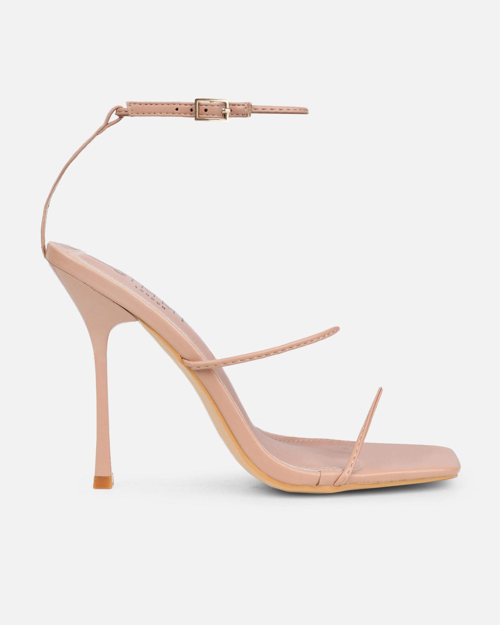 Neeli Nude Triple Strap Heeled Sandals | SIMMI London