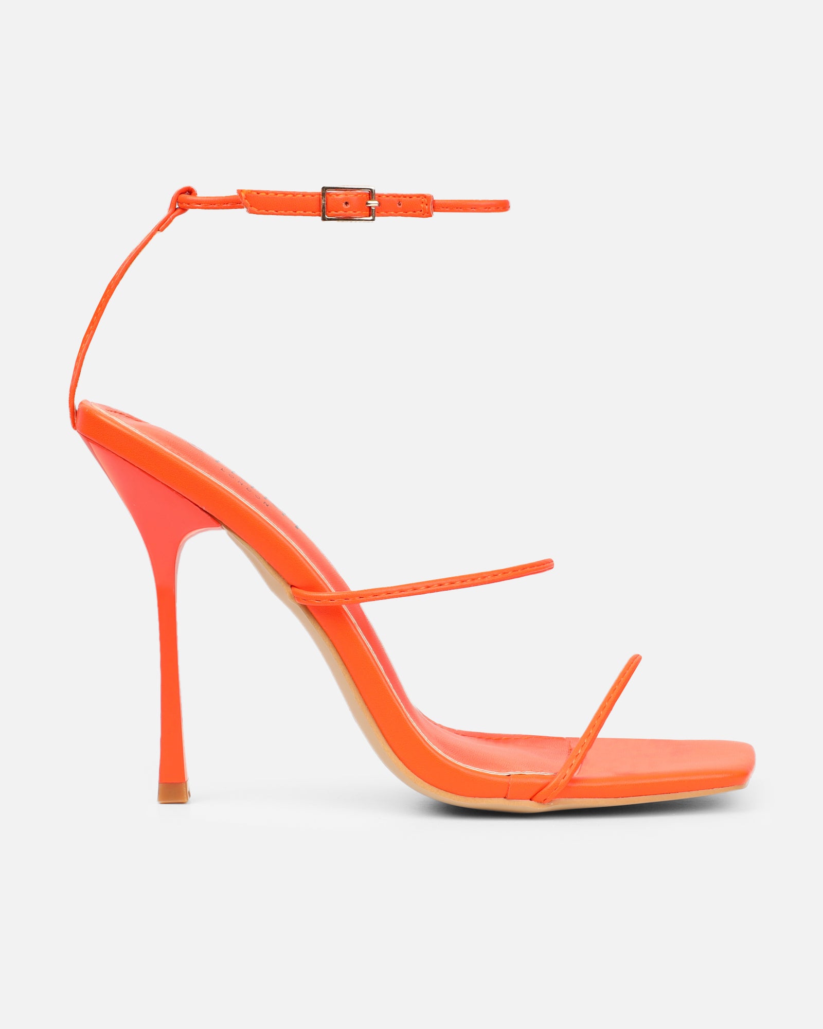 Neeli Orange Triple Strap Heeled Sandals | SIMMI London
