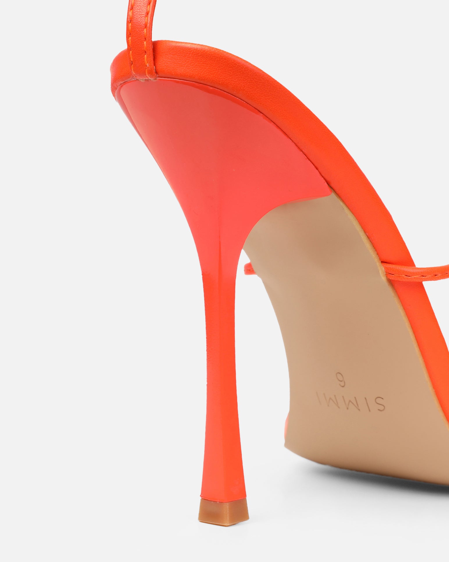 Neeli Orange Triple Strap Heeled Sandals | SIMMI London