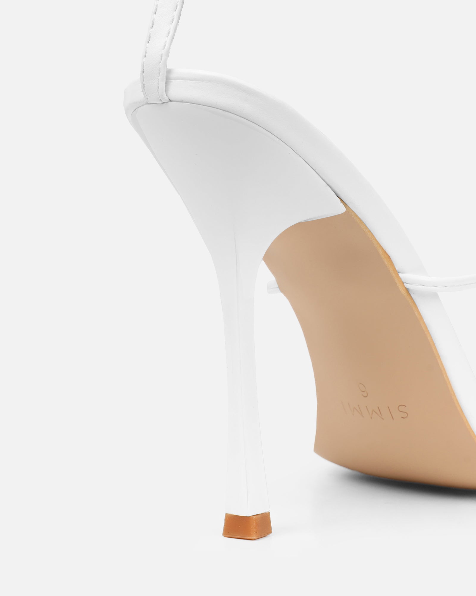 Neeli White Triple Strap Heeled Sandals | SIMMI London