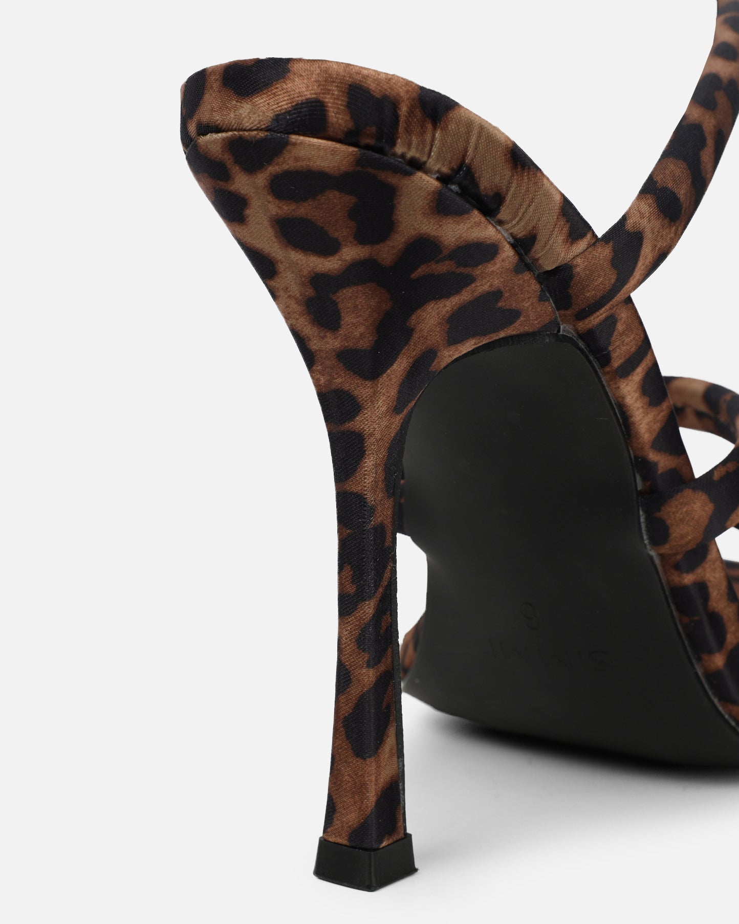 Corrina Leopard Satin Spiral Heeled Sandals | SIMMI London