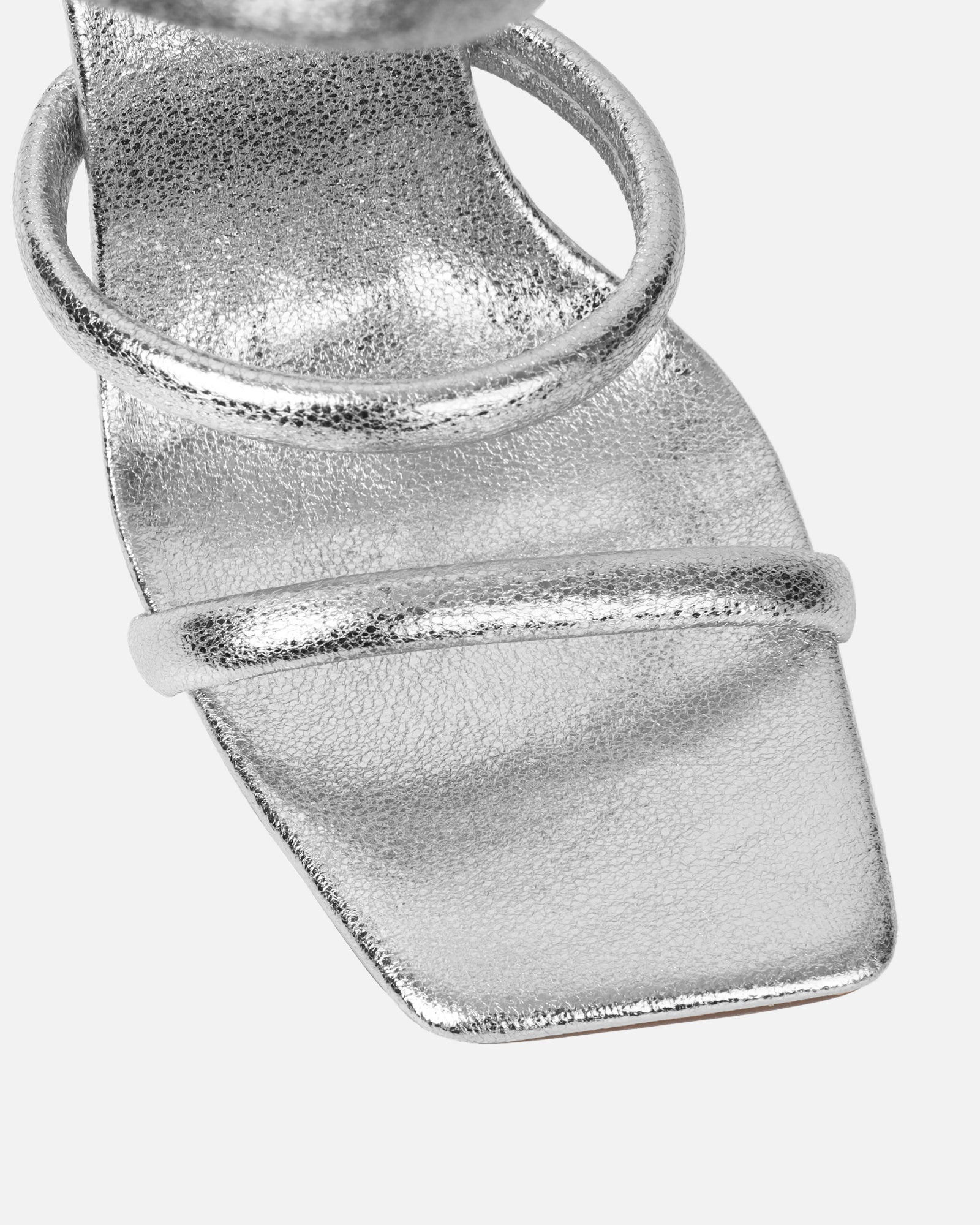 Corrina Silver Metallic Spiral Heeled Sandals | SIMMI London