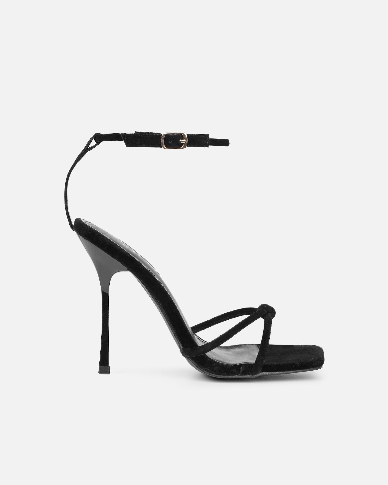 Malinda Black Velvet Heeled Sandals | SIMMI London