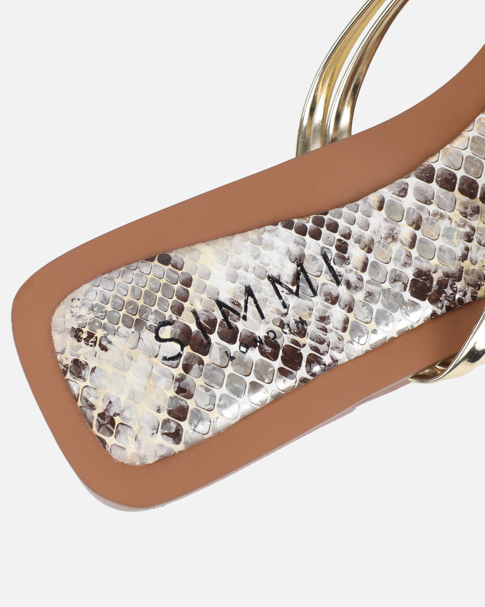 Amethyst gold snake effect flat sandals | SIMMI London