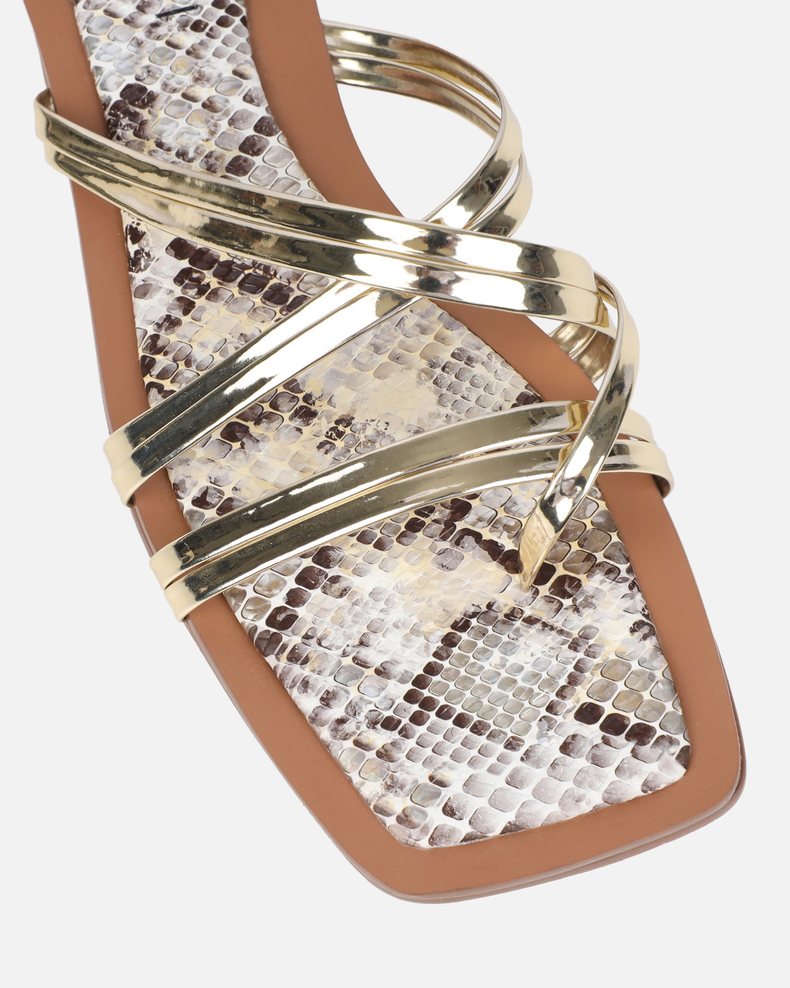 Amethyst gold snake effect flat sandals | SIMMI London