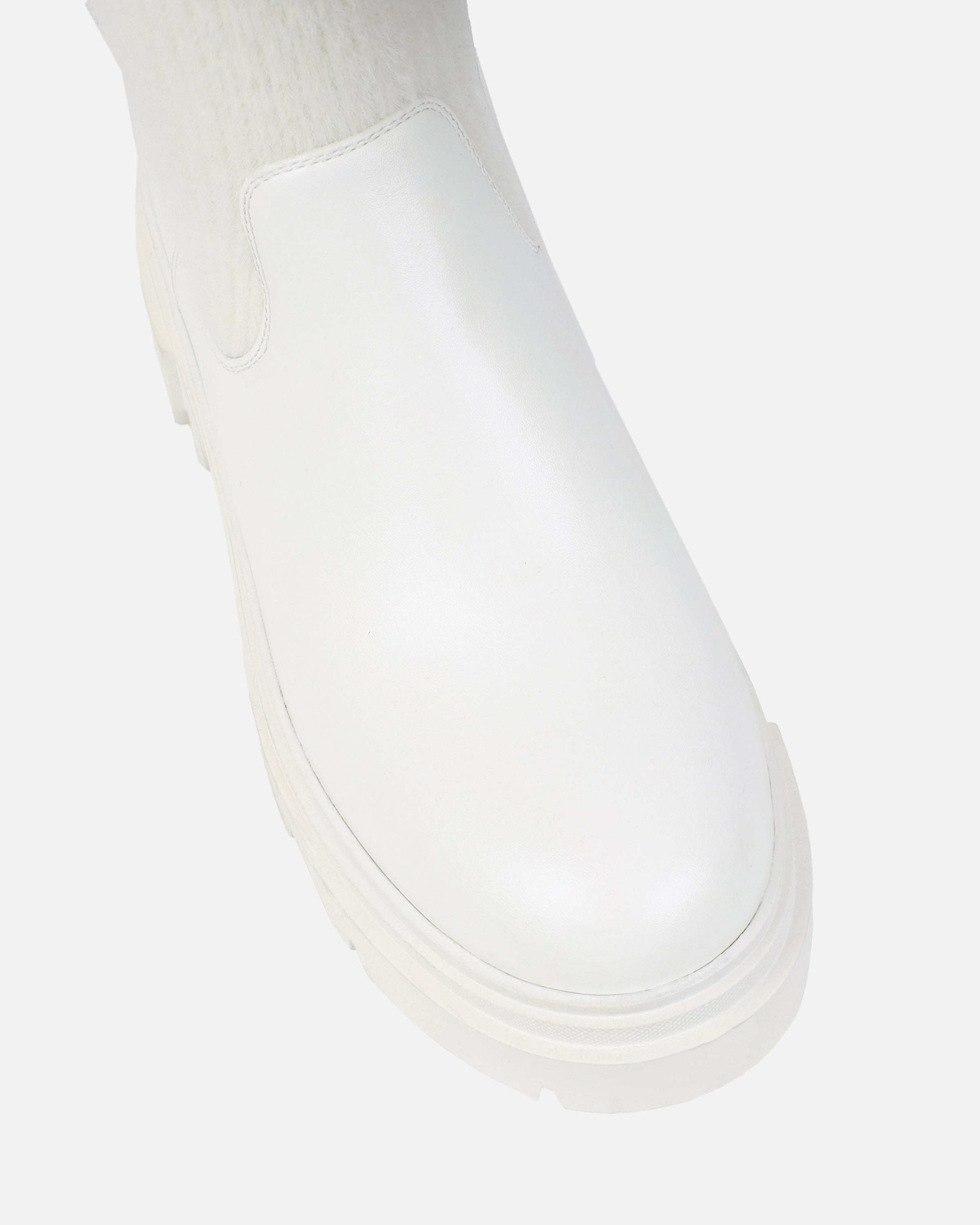 Stallone Cream Over The Knee Fluffy Sock Boots | SIMMI London