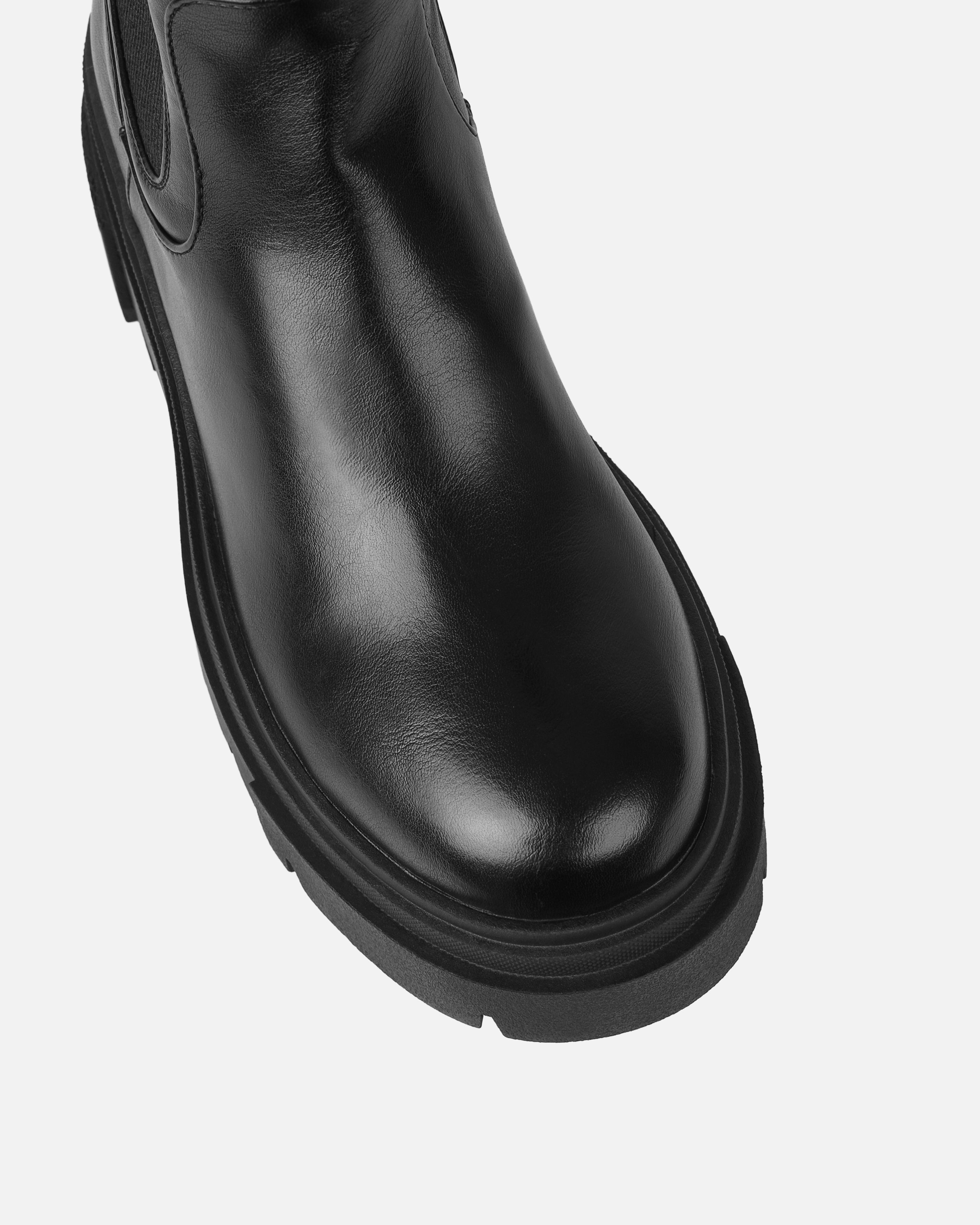 Tommo Black Flat Chunky Knee High Boots | SIMMI London