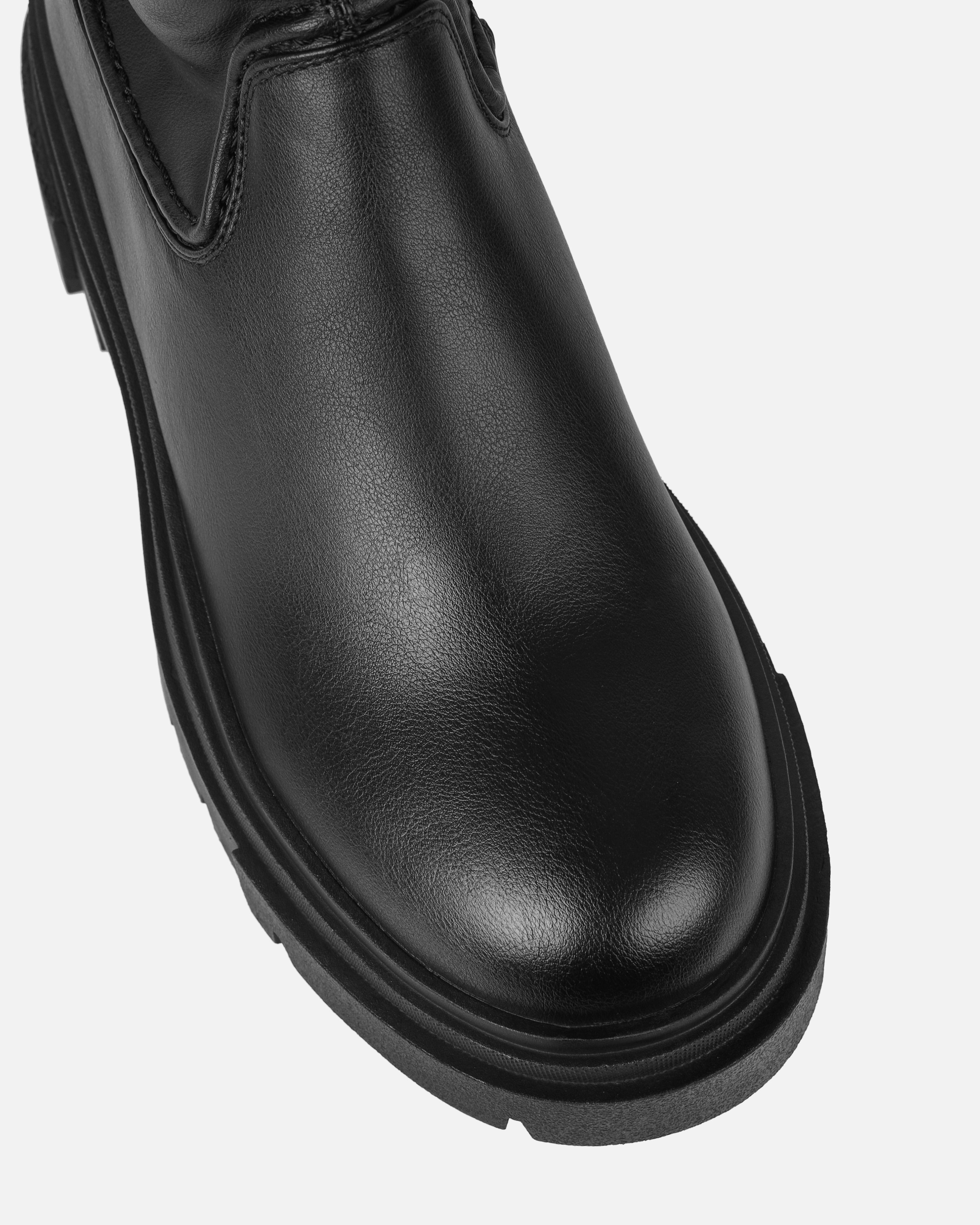 Wezley Black Flat Over The Knee Thigh High Boots | SIMMI London