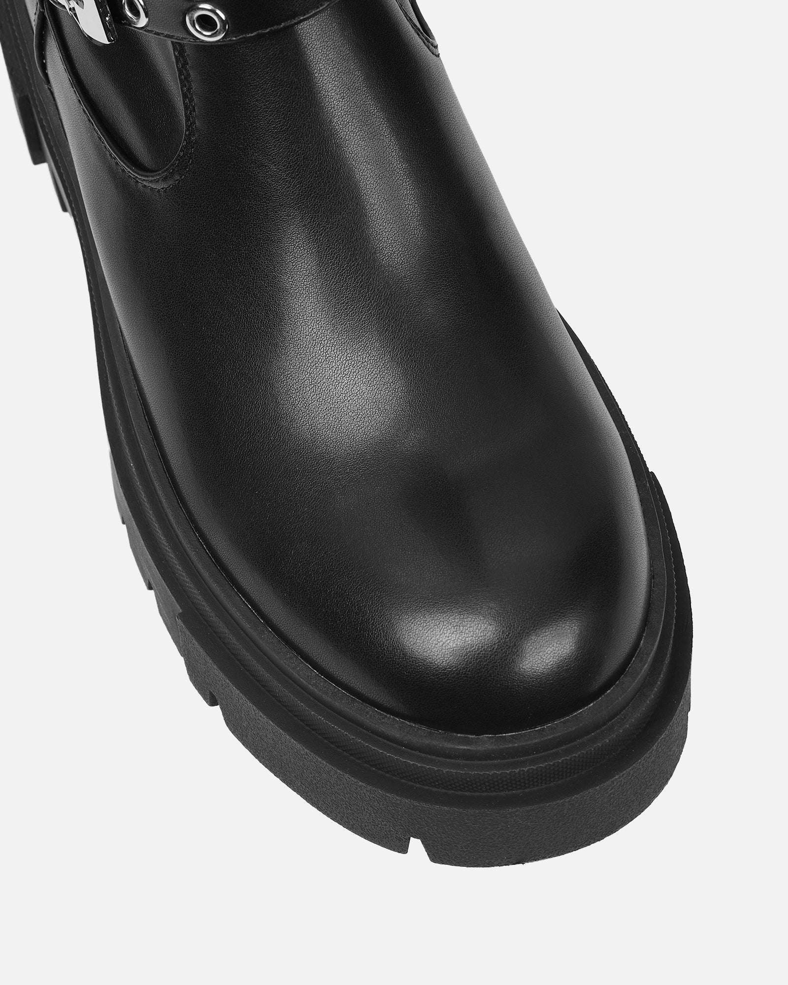 Butler Black Stretch Over The Knee Boots With Buckles | SIMMI London