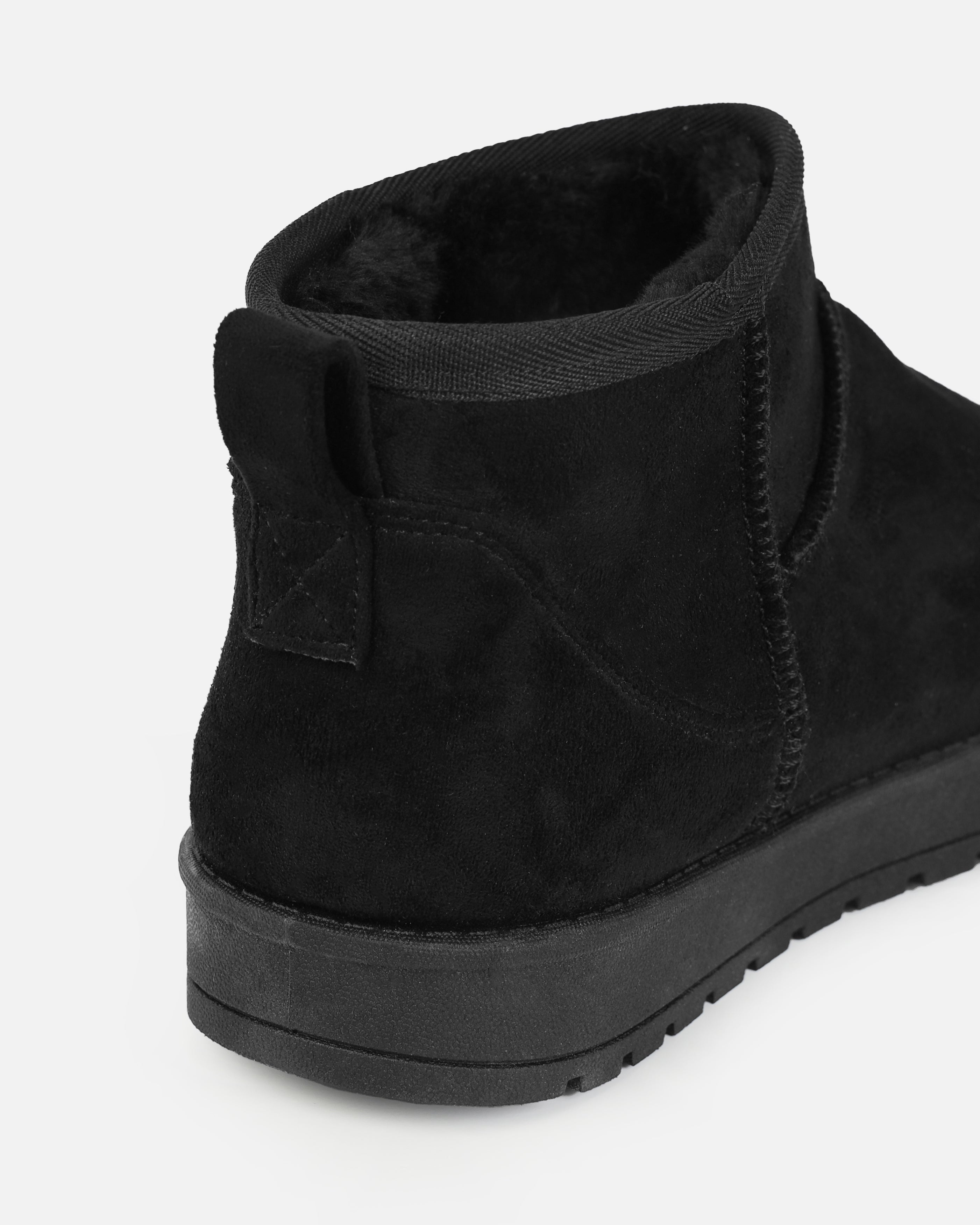 Cosy Black Faux Suede Mini Boots | SIMMI London