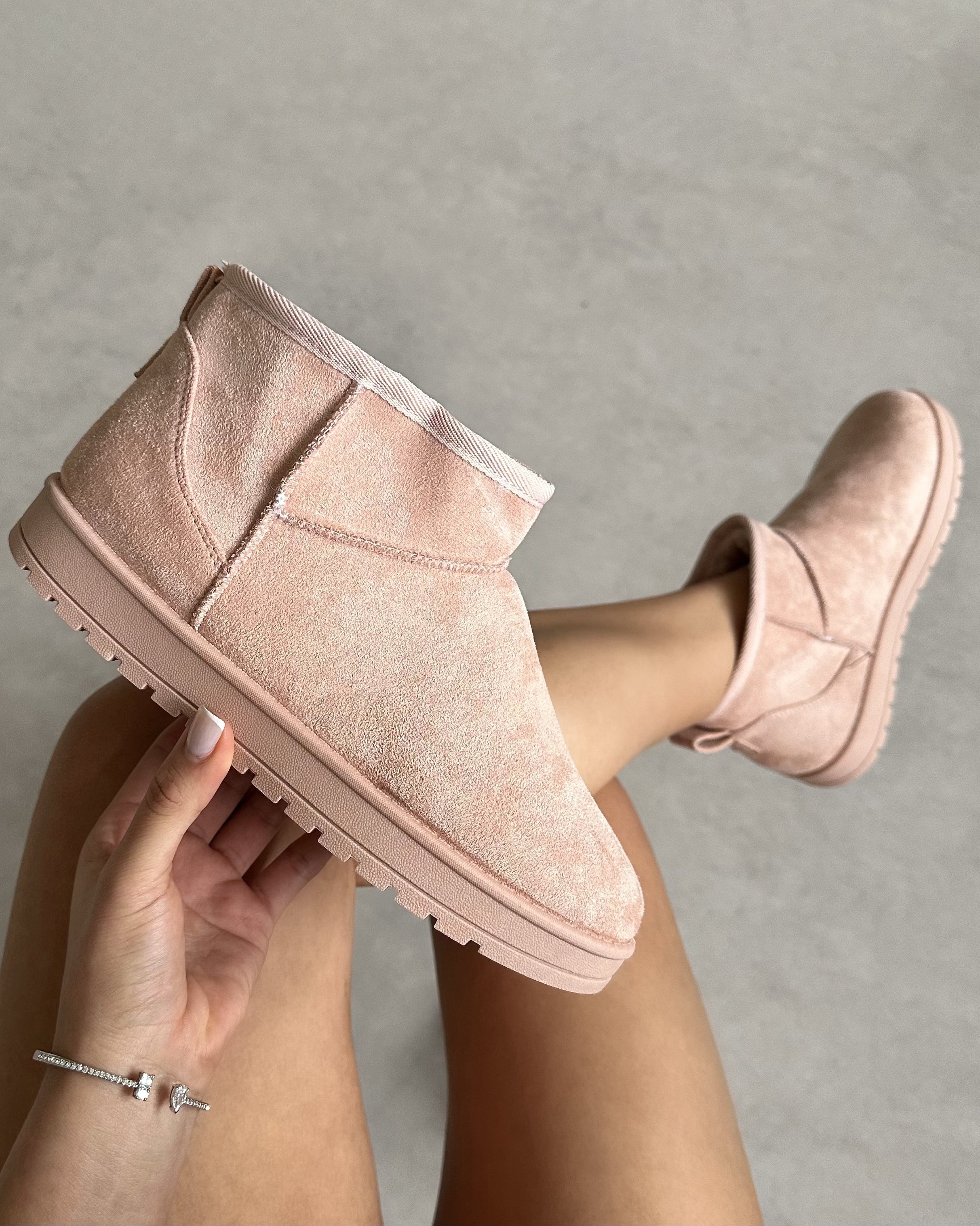 Cosy Pink Faux Suede Mini Boots | SIMMI London