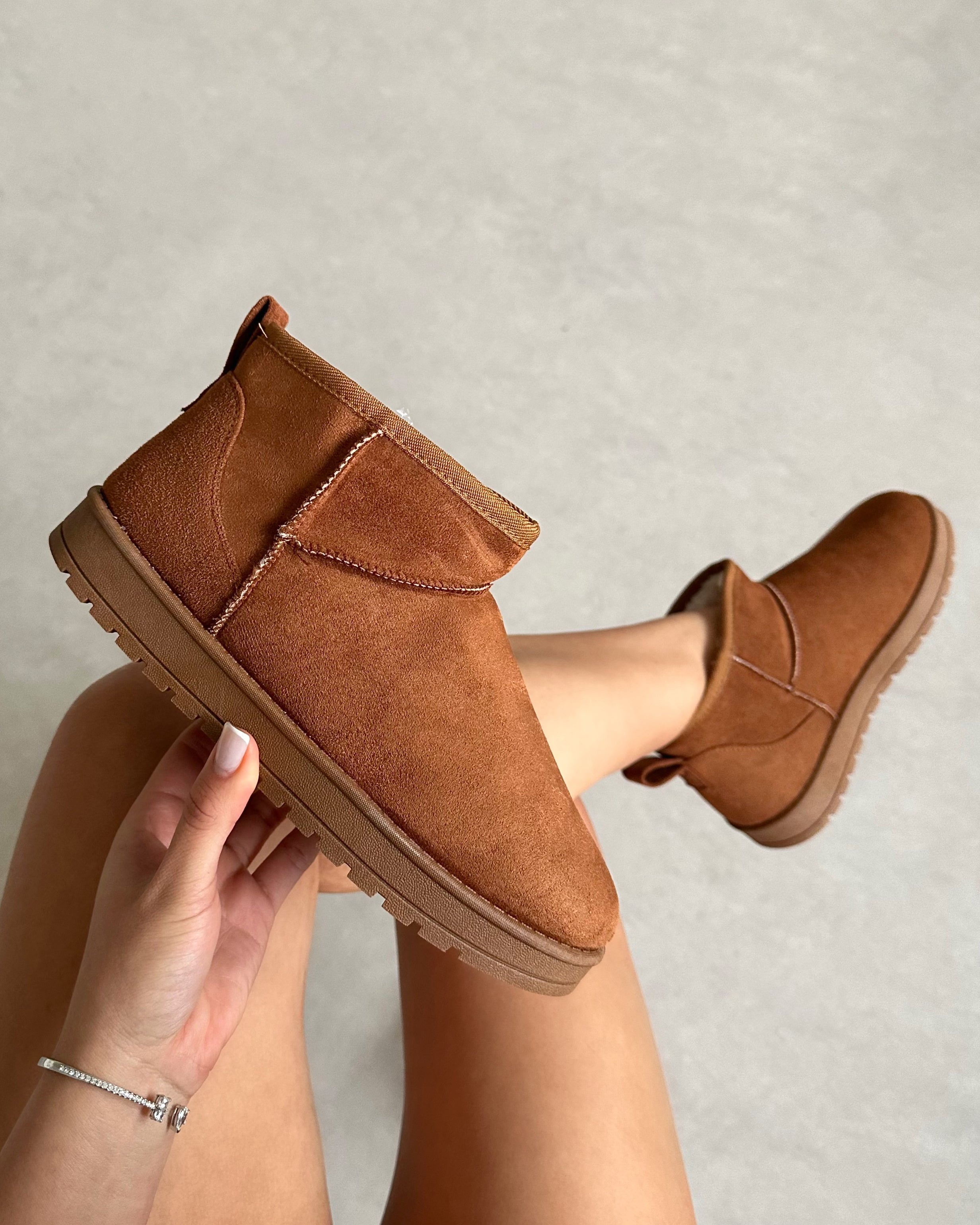 Cosy Tan Faux Suede Mini Boots | SIMMI London