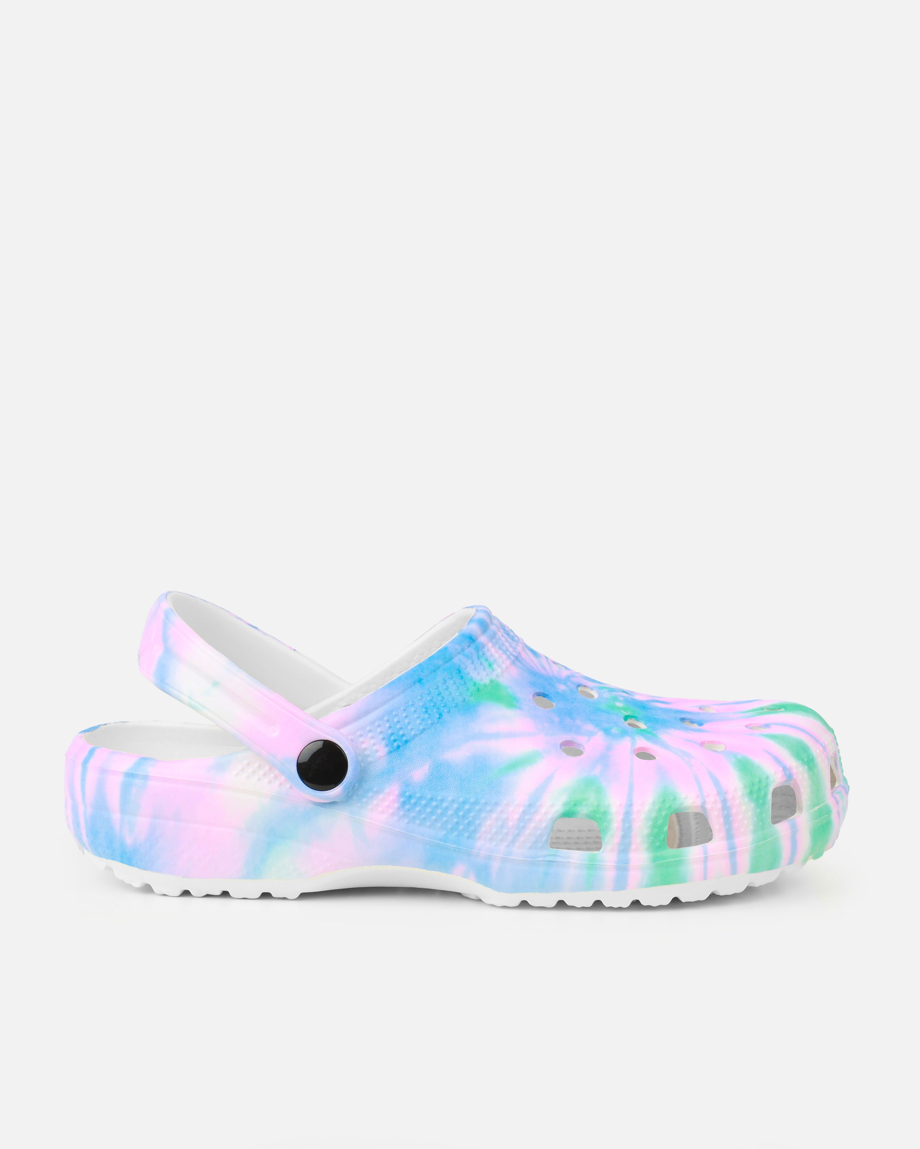 Cruz Pink And Green Tie Dye Moulded Flat Clogs | SIMMI London