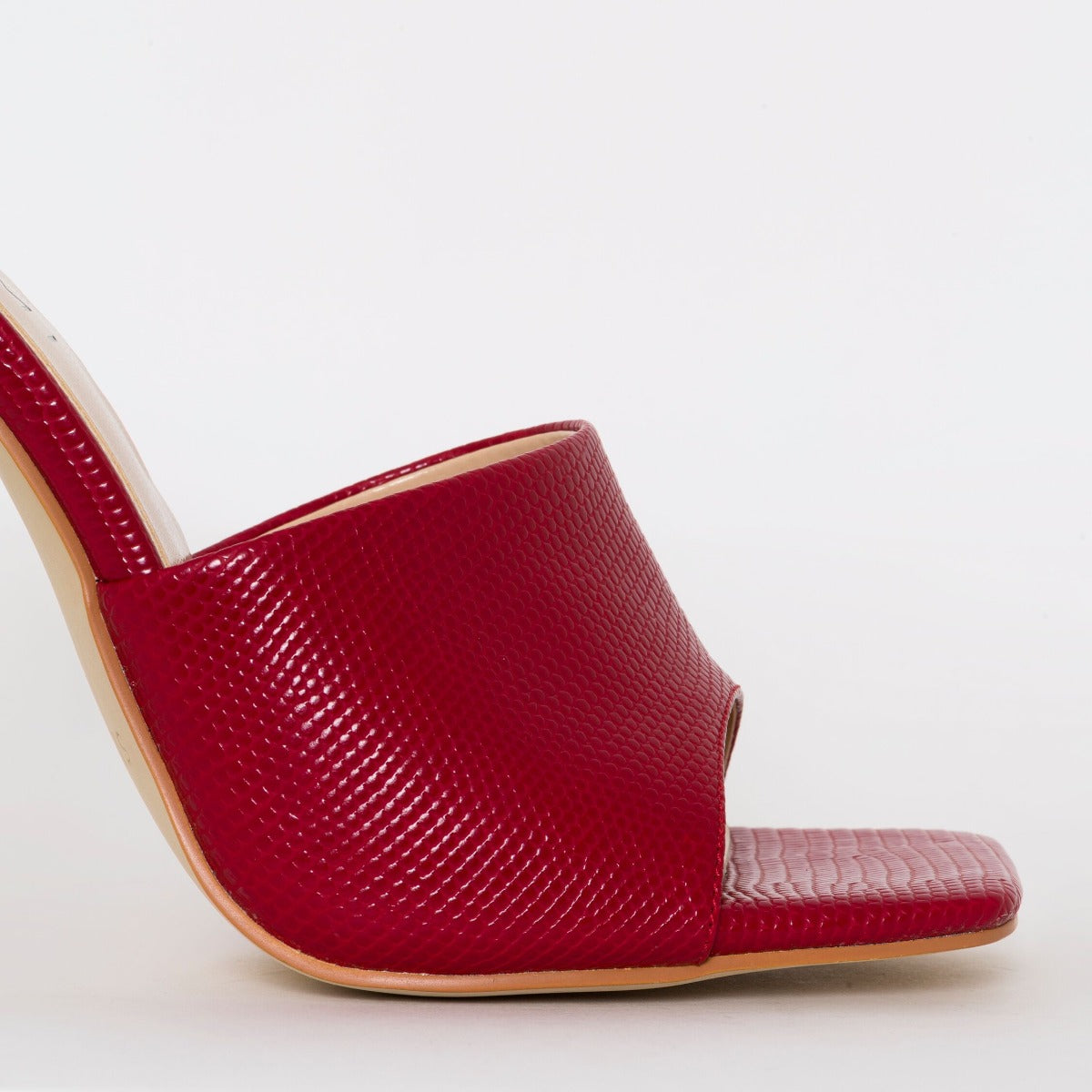 Amalie Red Snake Print Stiletto Mule Heels