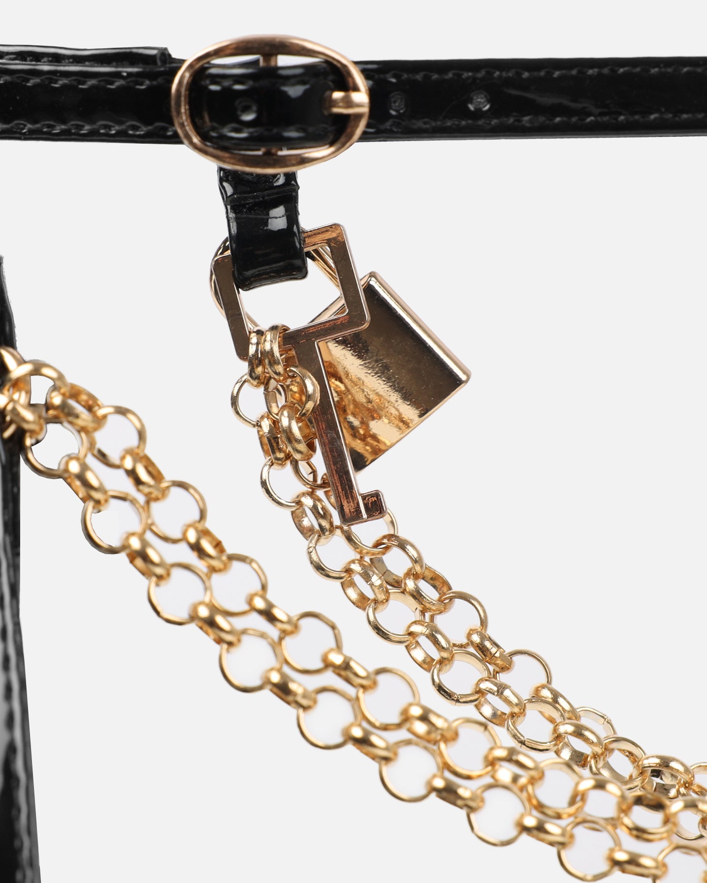 Dafni Black Patent Padlock Detail Heeled Sandals  |SIMMI London