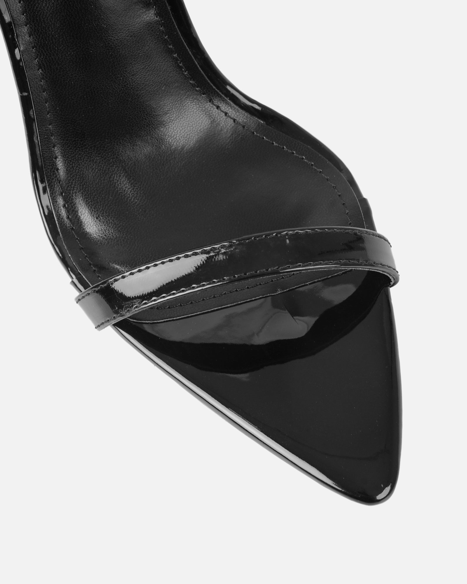 Dafni Black Patent Padlock Detail Heeled Sandals  |SIMMI London