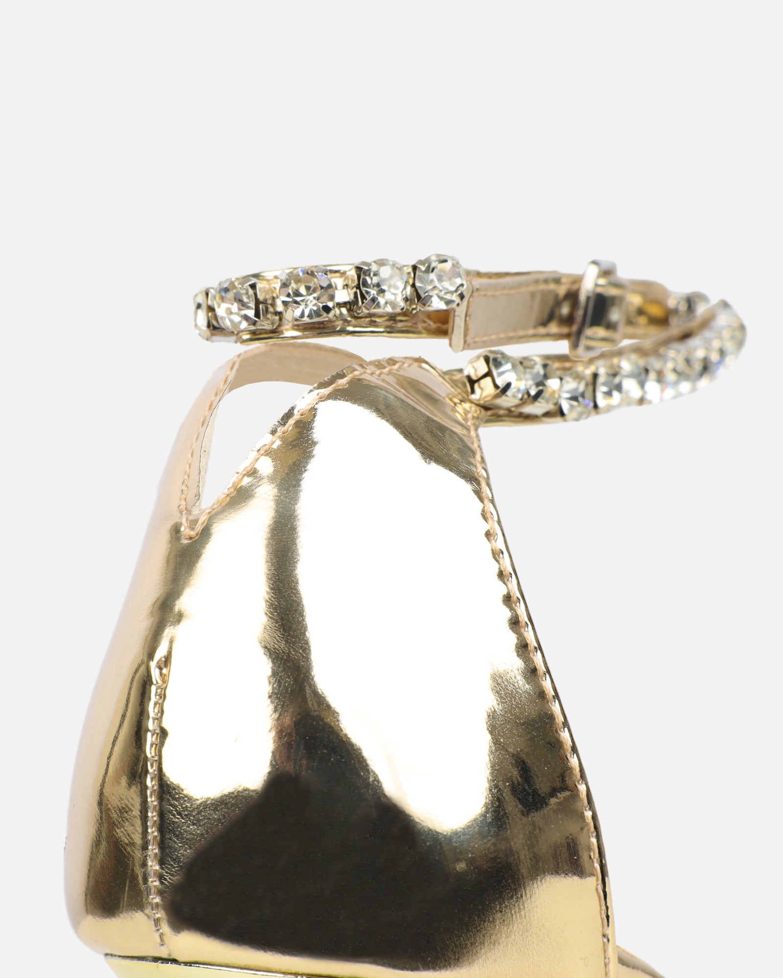 Brielle Gold Mirror Diamante Heeled Sandals| SIMMI London